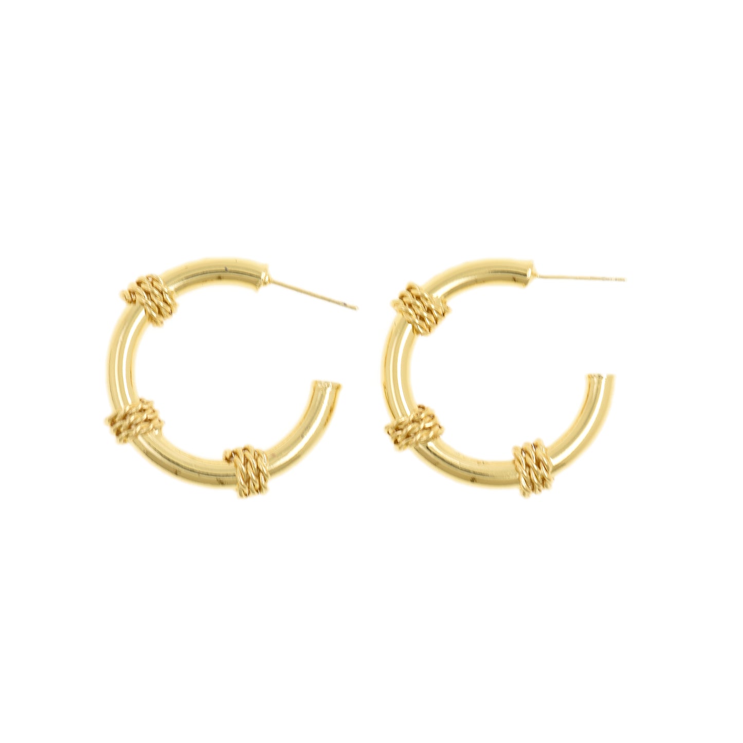 Unique Gold Semi-Circle Earrings with Twist Knot Design 31.7x35.8mm