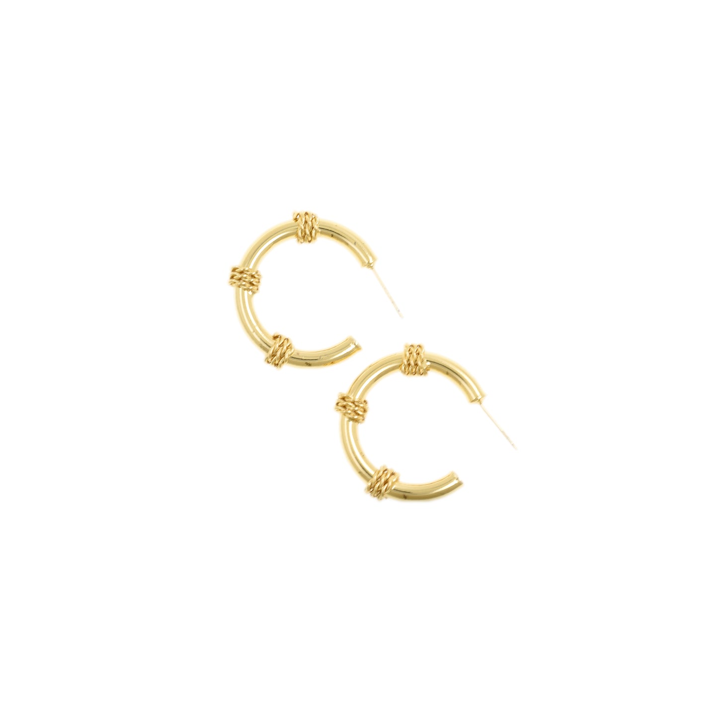 Unique Gold Semi-Circle Earrings with Twist Knot Design 31.7x35.8mm