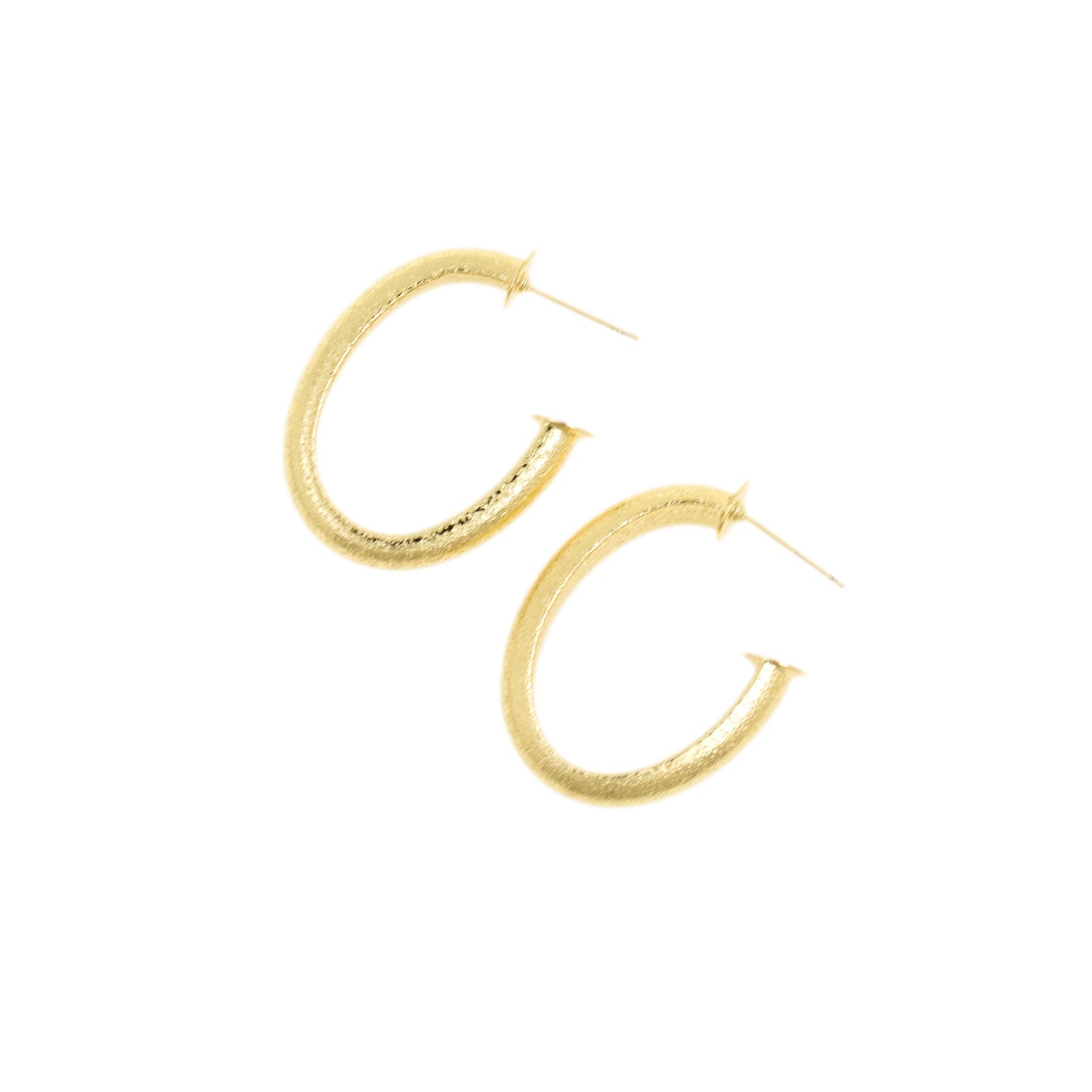Handcrafted Gold Half-Circle Stud Earrings with Hammered Design  24.9x33.7mm