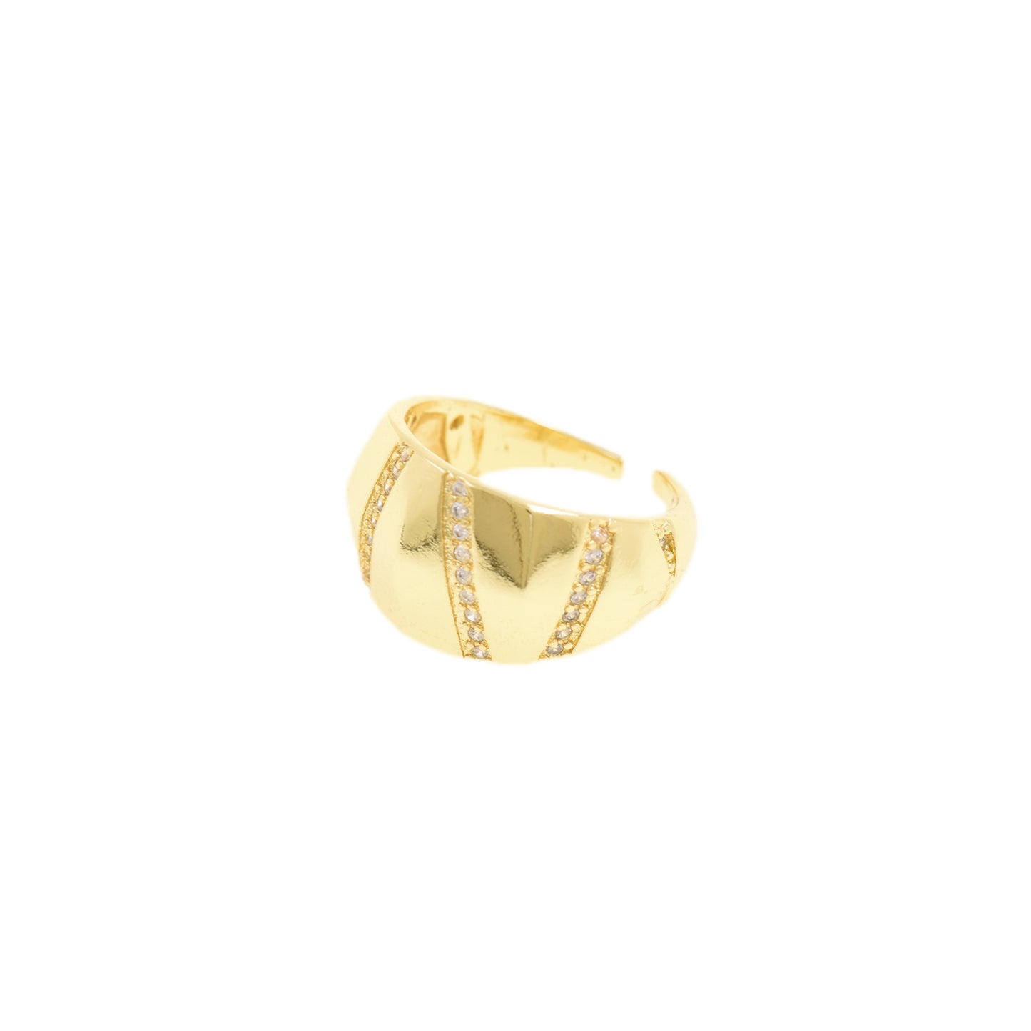 Textured Gold Statement Ring with Hammered Finish and Crystals  12.9x22.1mm