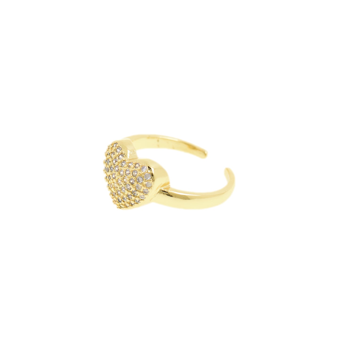 Lovely Gold Heart Ring with Glittering Crystals  11.4x22.4mm