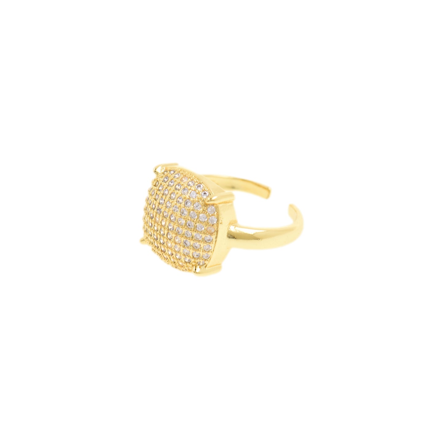 Exquisite Gold Oval Ring with Pave CZ Stones 14.6X21.8mm