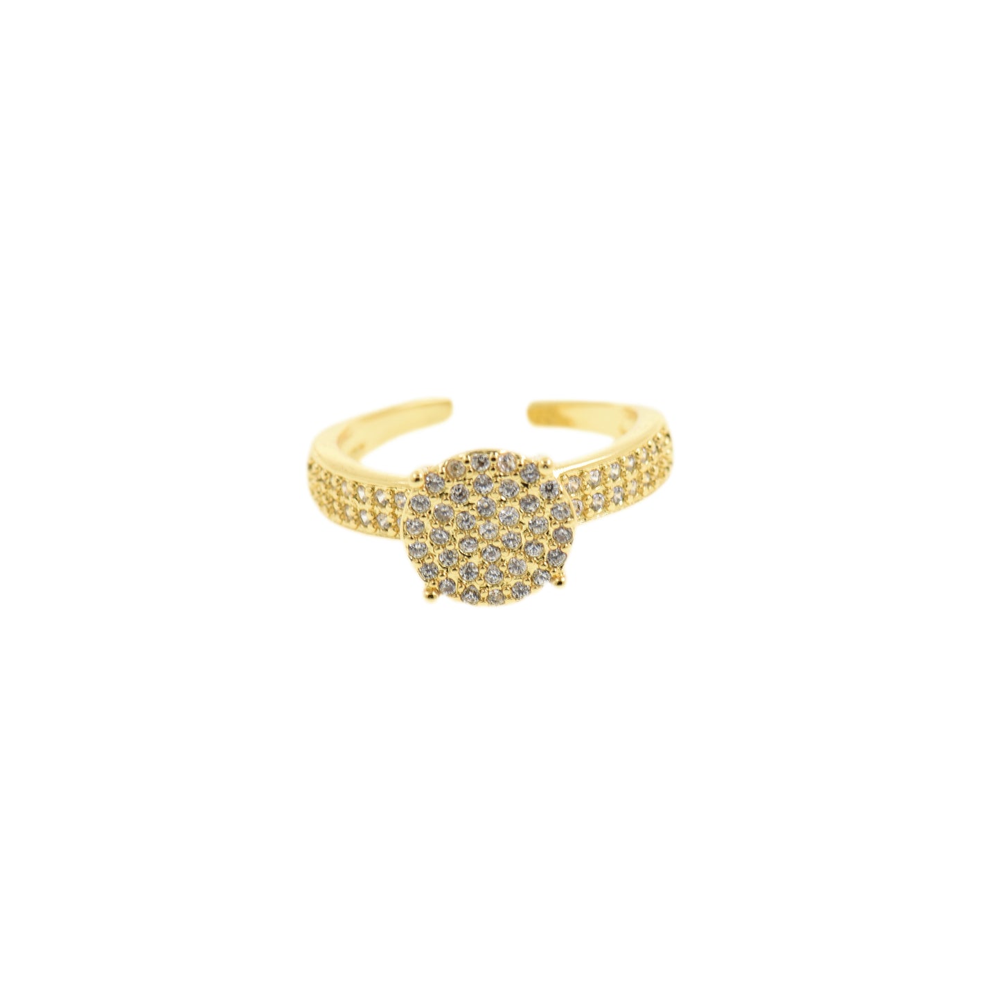 Glamorous Gold Round Ring with Pave CZ Inlays 9.6x21.7mm