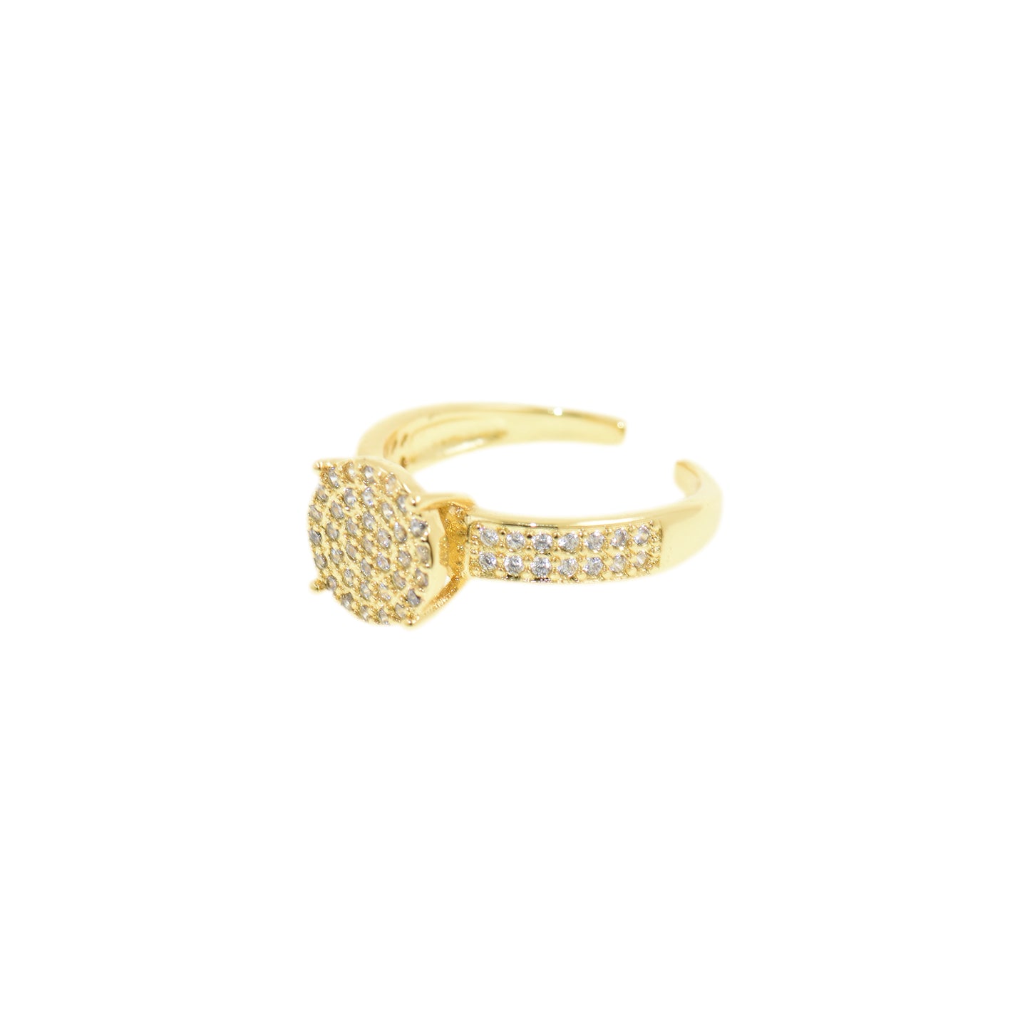Glamorous Gold Round Ring with Pave CZ Inlays 9.6x21.7mm