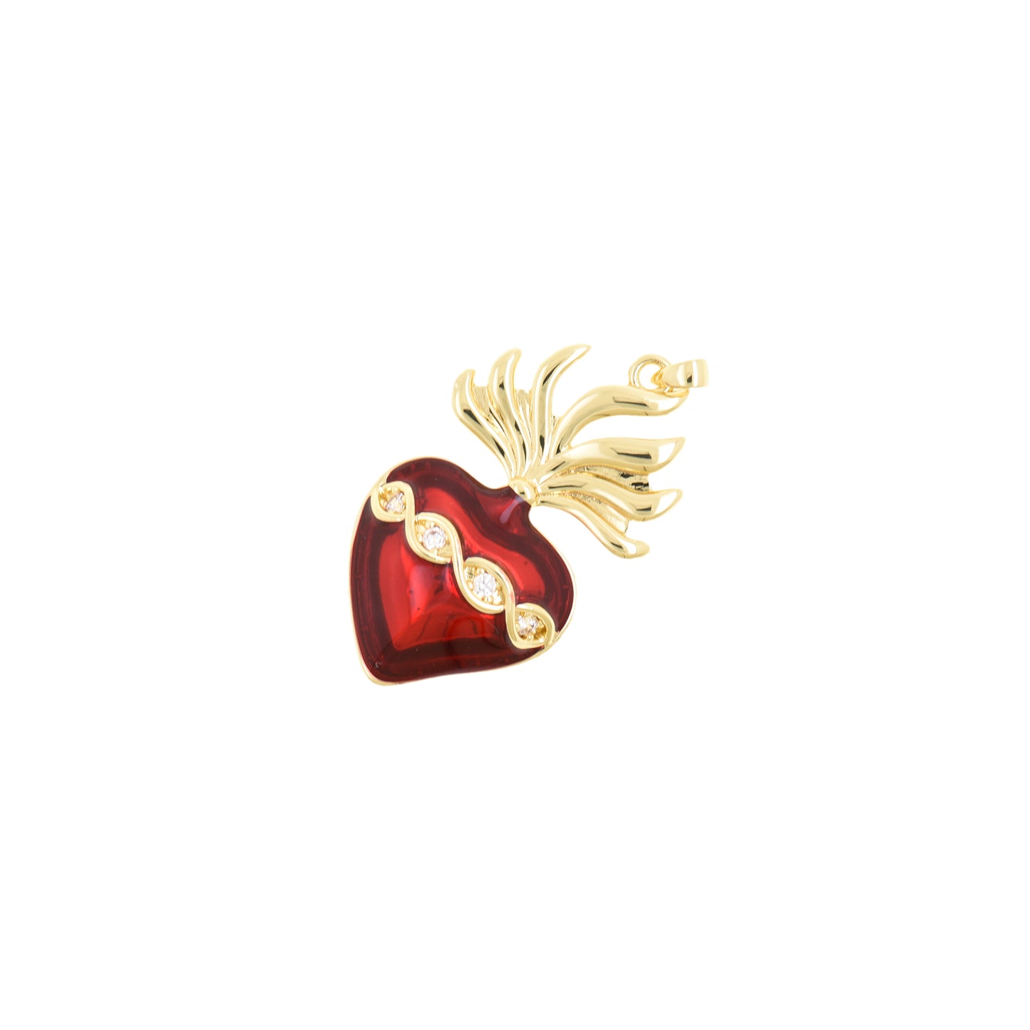 Fiery Red Sacred Heart Pendant 23.3x39.6mm