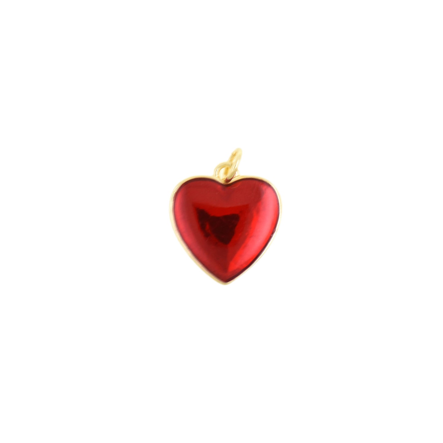 Glossy Red Mirror Heart Pendant 14.9x16.4mm