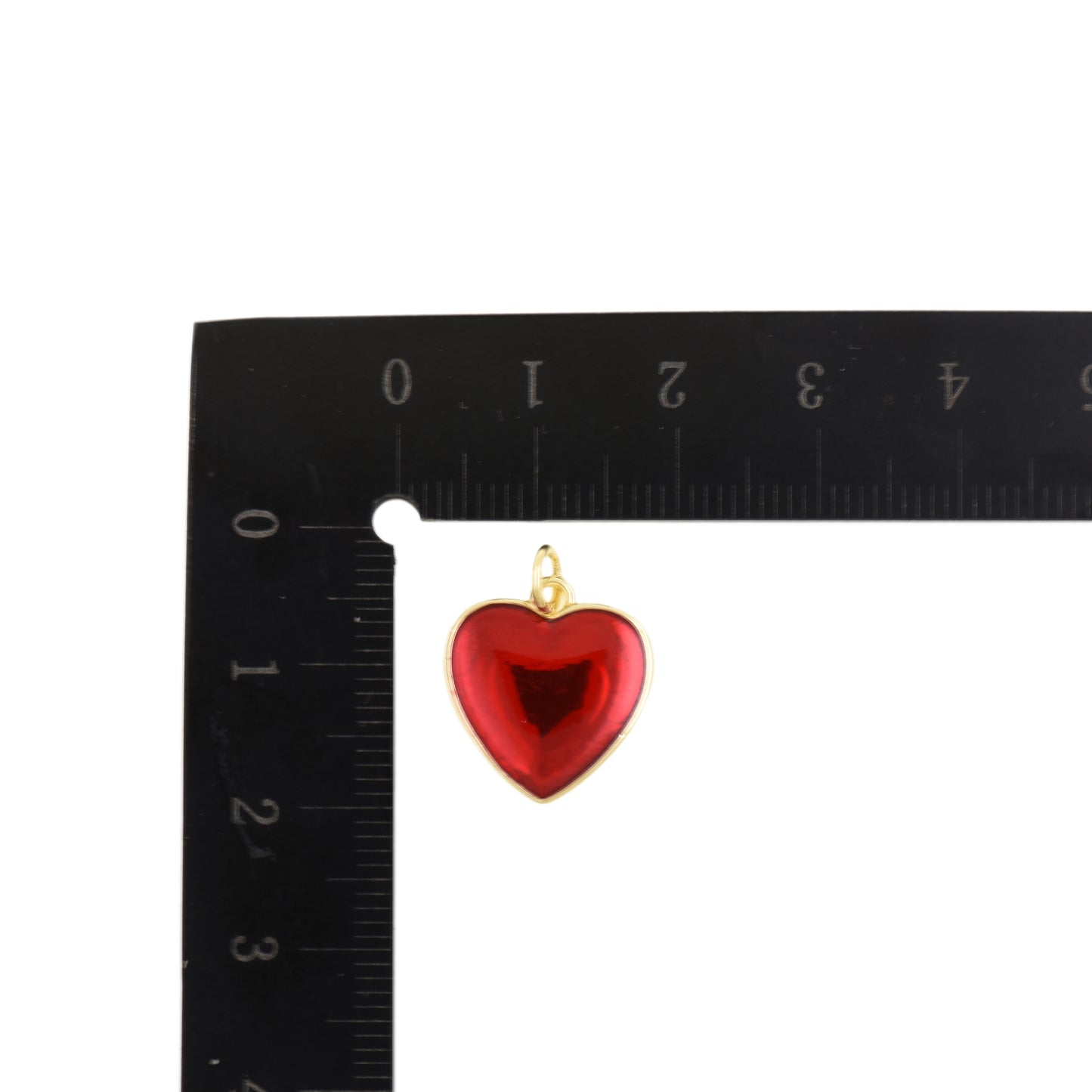 Glossy Red Mirror Heart Pendant 14.9x16.4mm