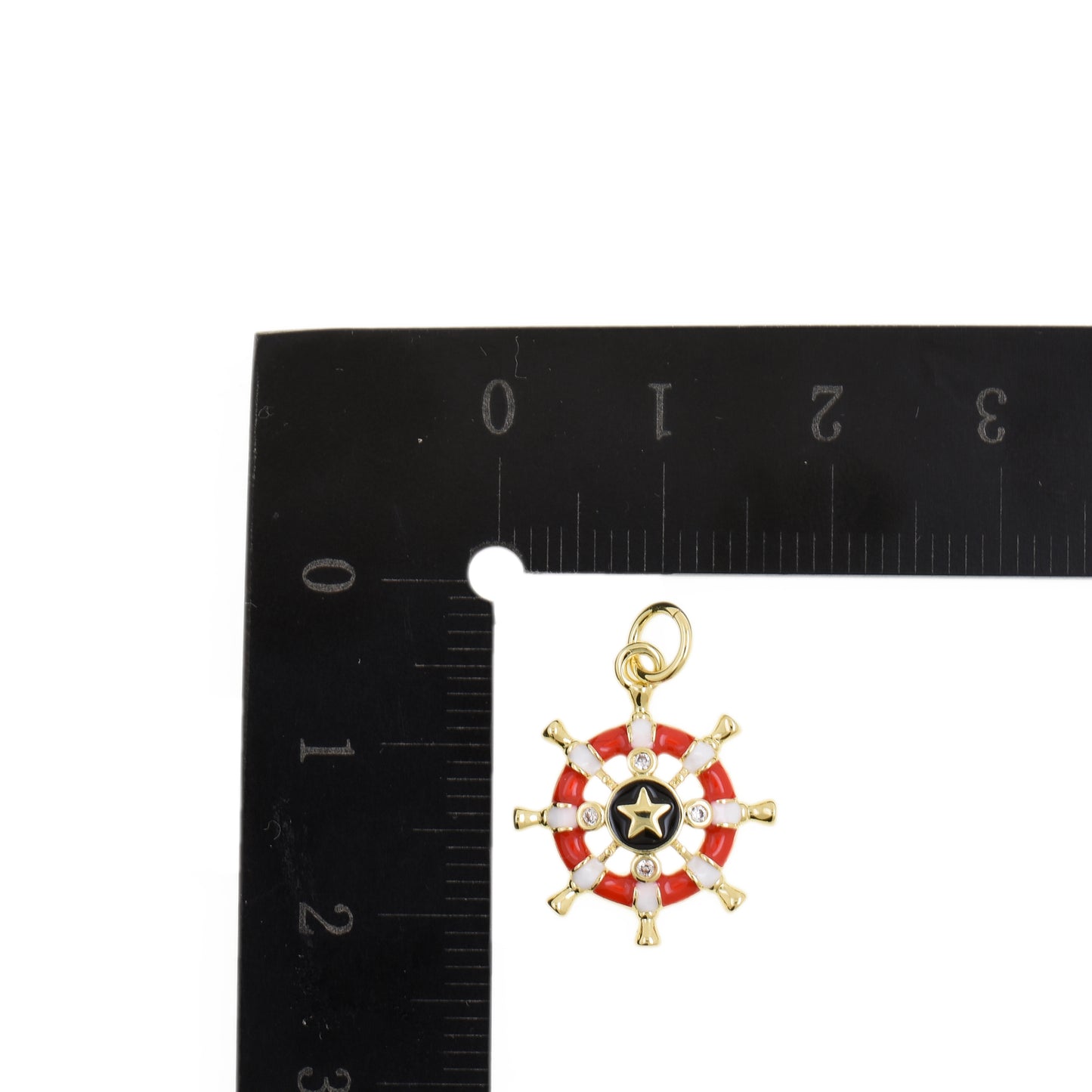 Stylish Enamel Ship Wheel Necklace Pendant 15.8x18mm