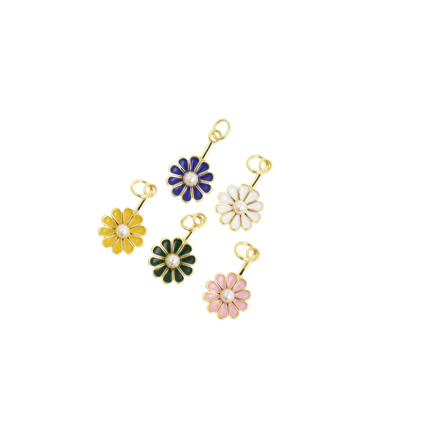 Elegant Enamel Daisy Flower Necklace 10.6x16.8mm