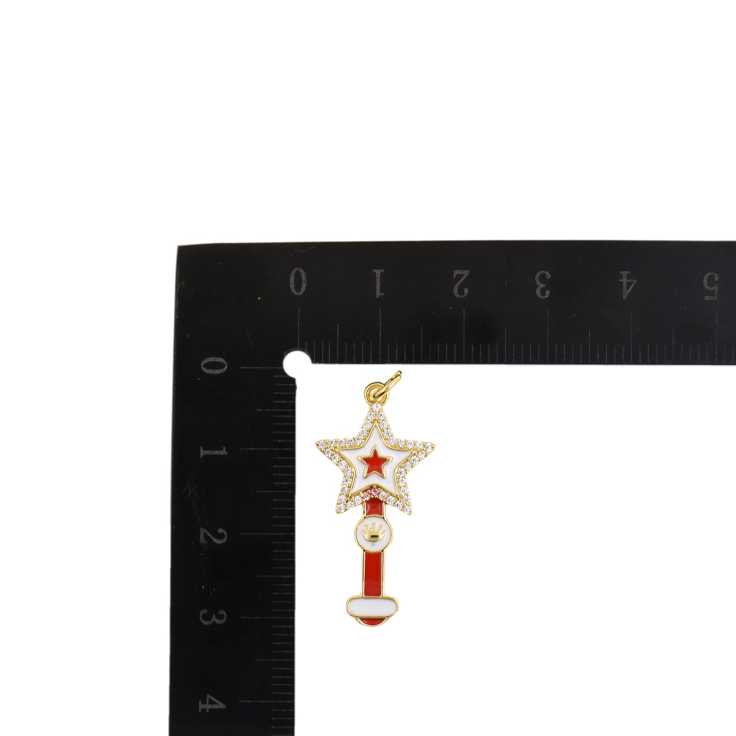 Magical Red Star Wand Pendant 14.5x29.4mm