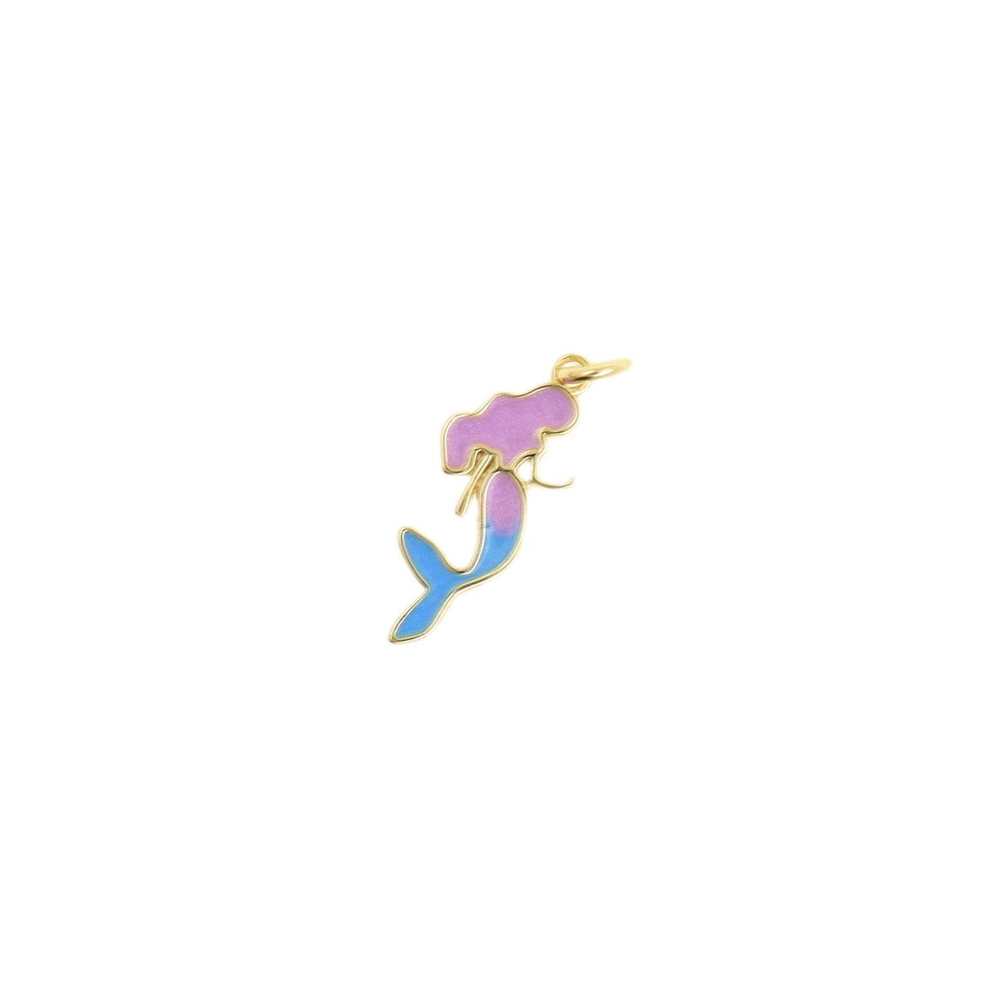 Enchanting Pink and Blue Mermaid Pendant 7.7x11.1mm
