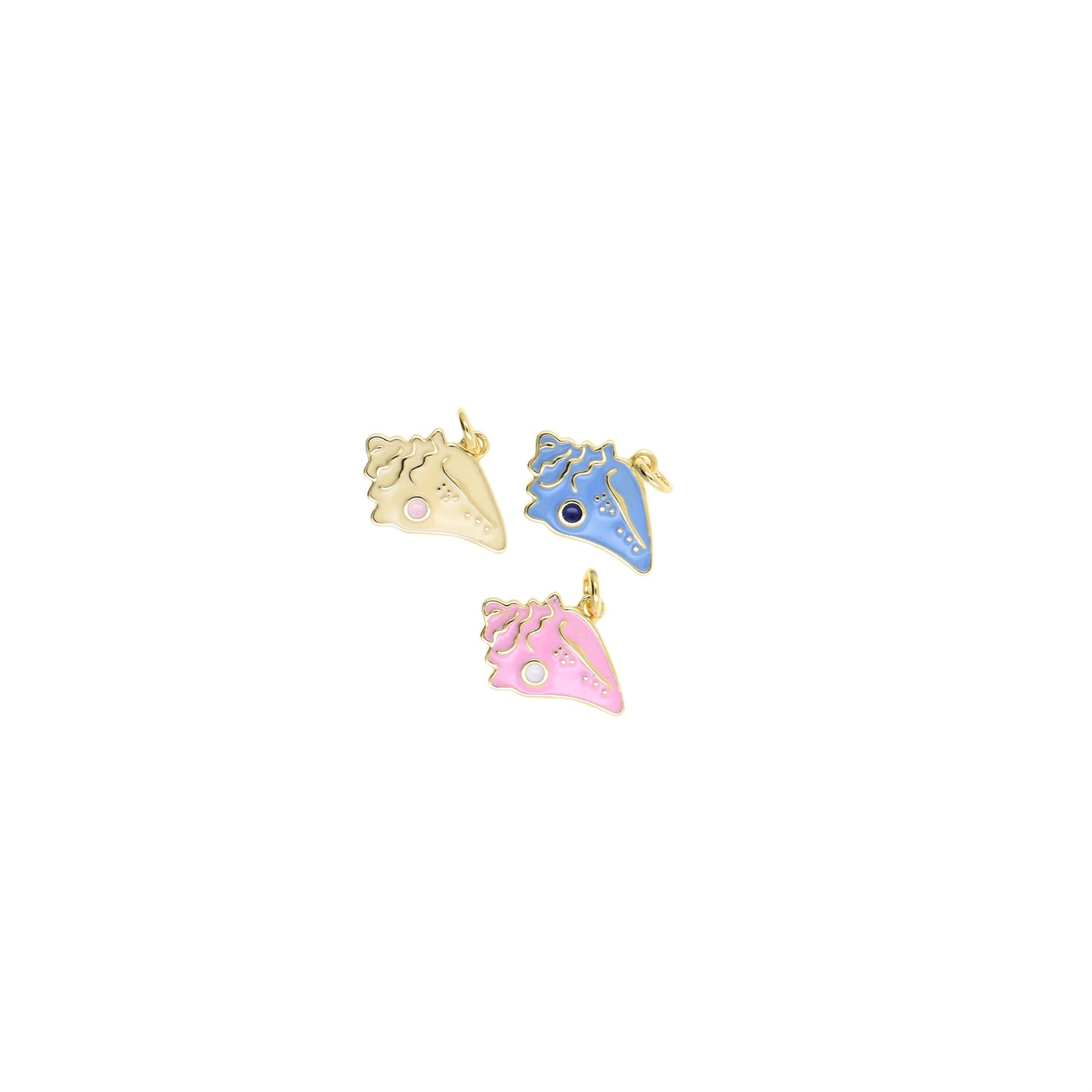 Delicate Blue Seashell Pendant 10.2x11.6mm