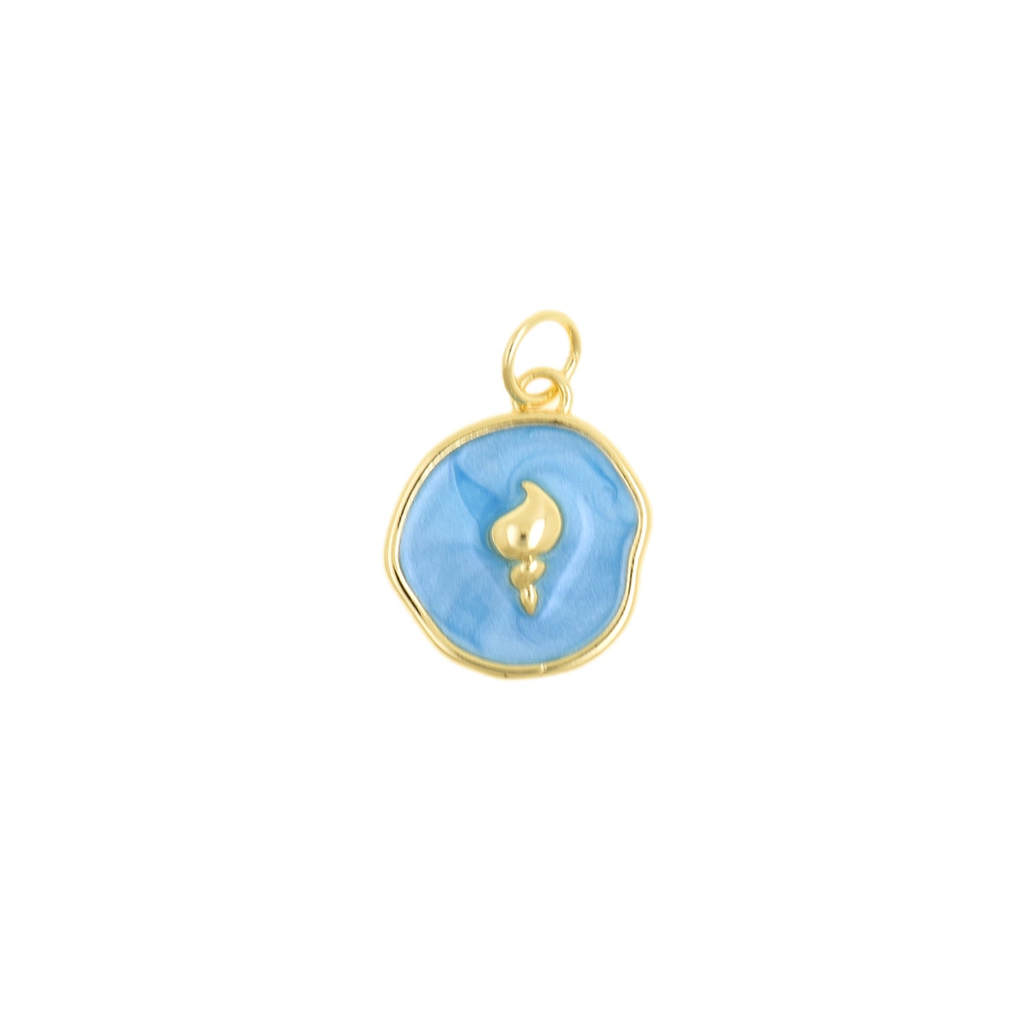 Charming Blue Circular Seashell Charm 12.6mm
