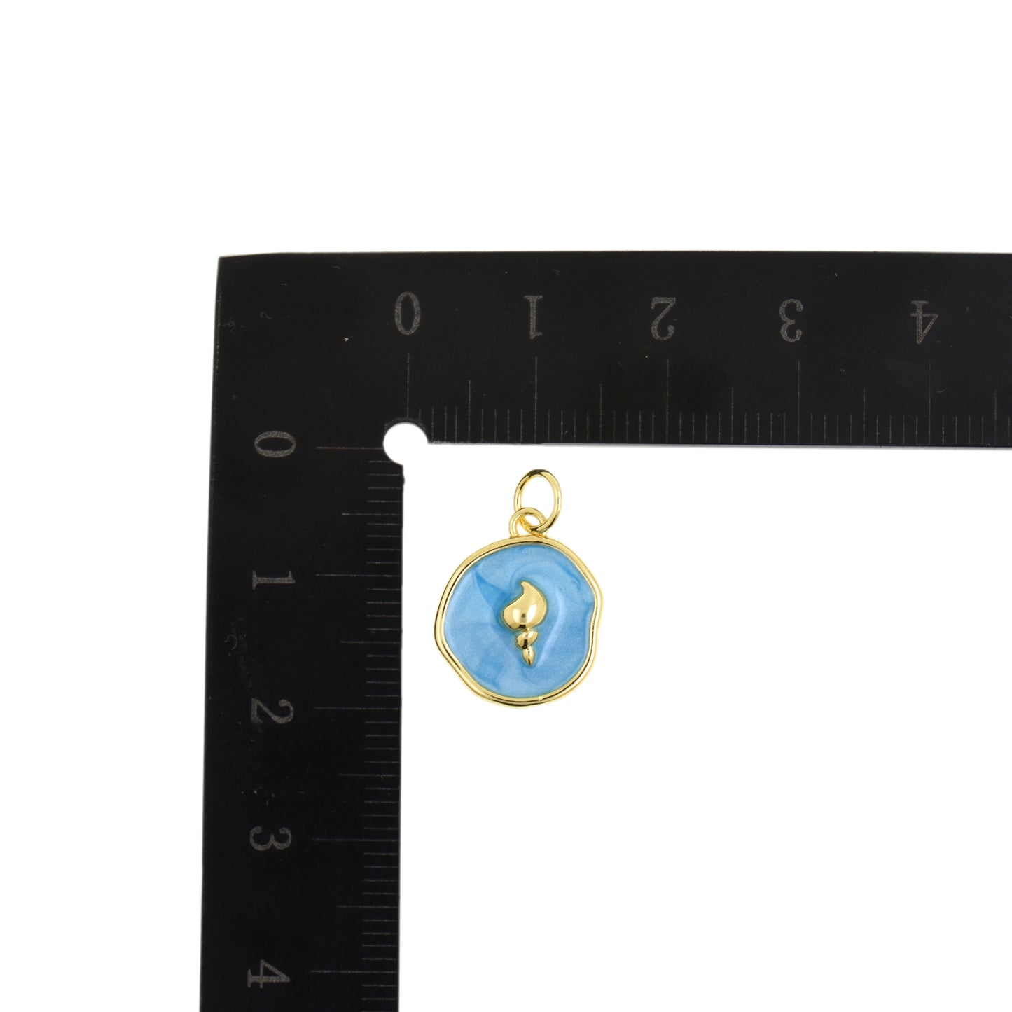 Charming Blue Circular Seashell Charm 12.6mm