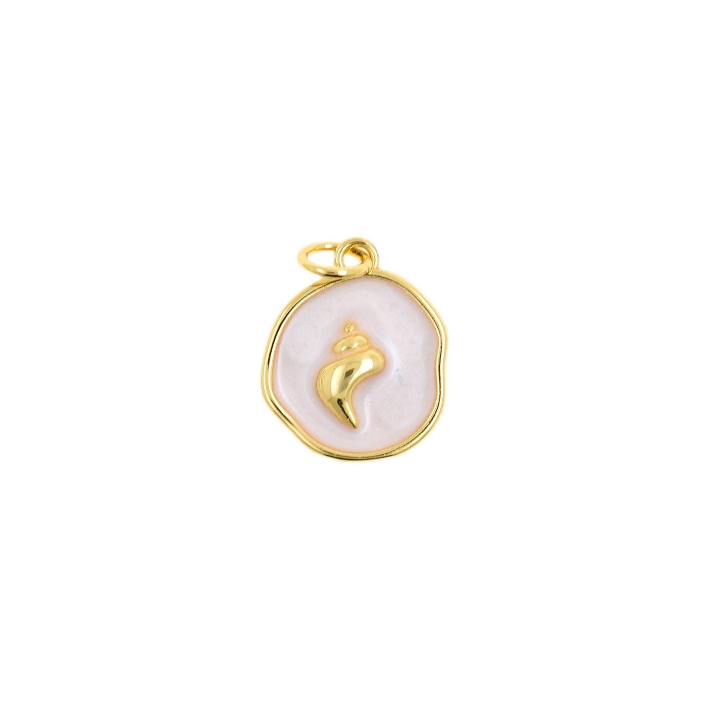 Stylish Blue Round Seashell Charm 12.6mm