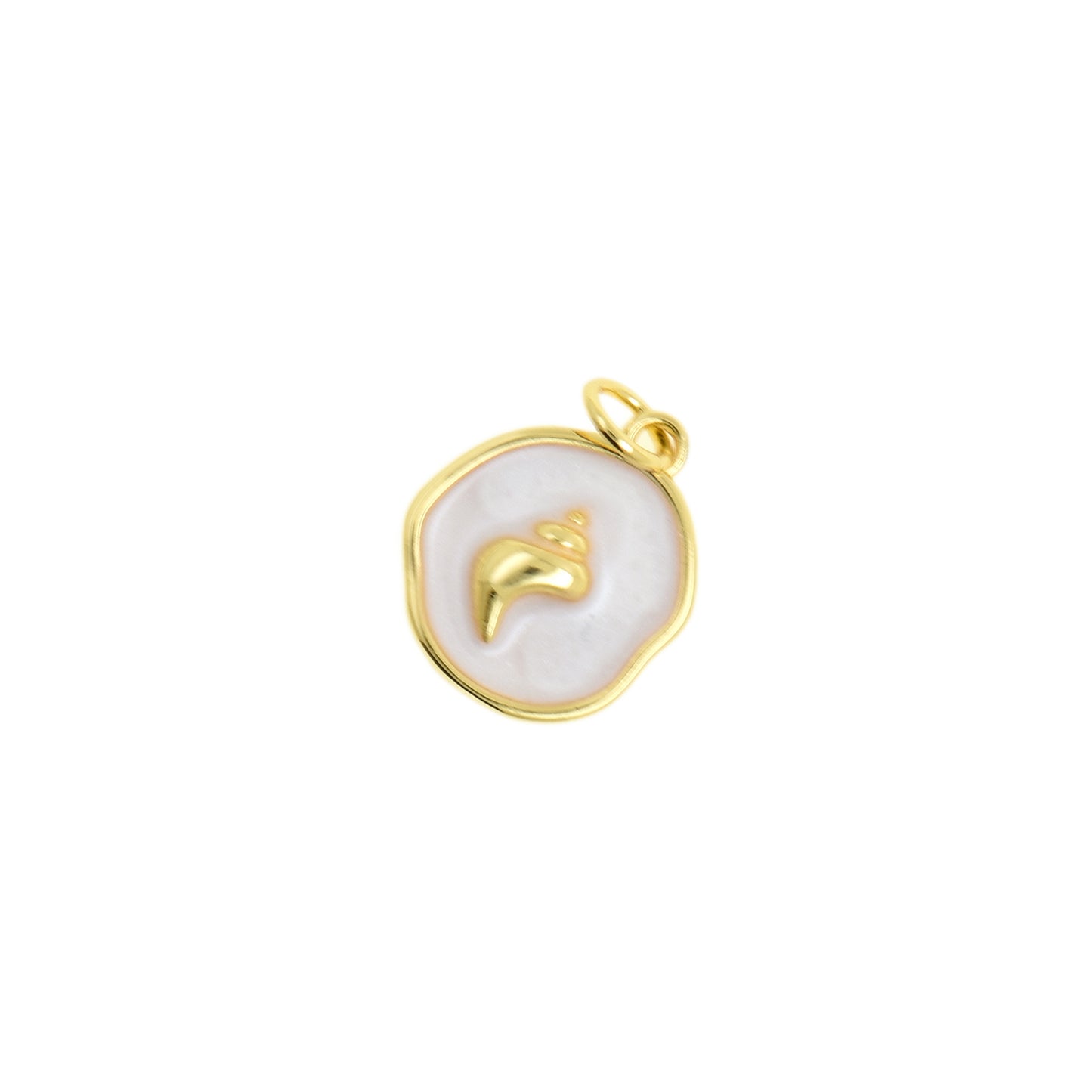 Stylish Blue Round Seashell Charm 12.6mm