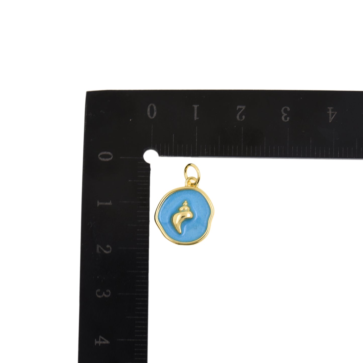 Stylish Blue Round Seashell Charm 12.6mm