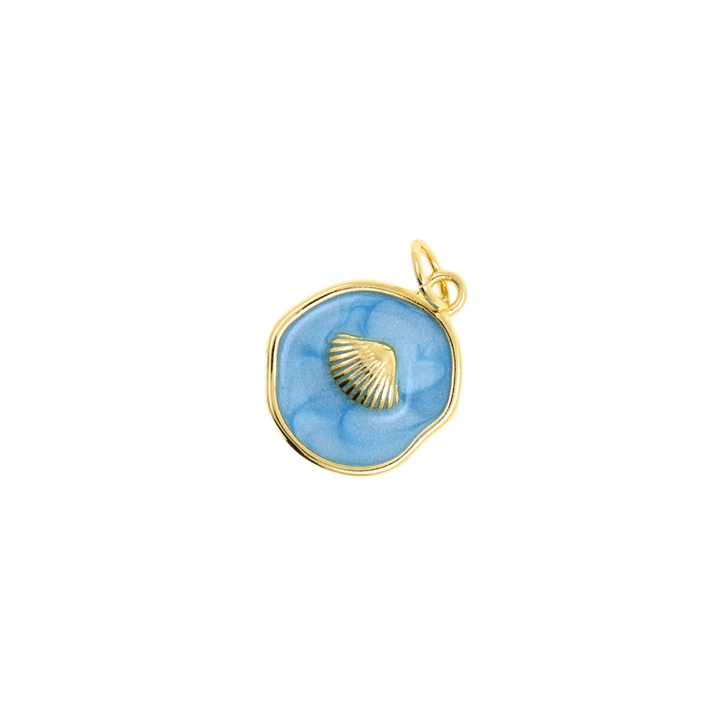 Delicate Blue Circular Scallop Pendant 12.6mm