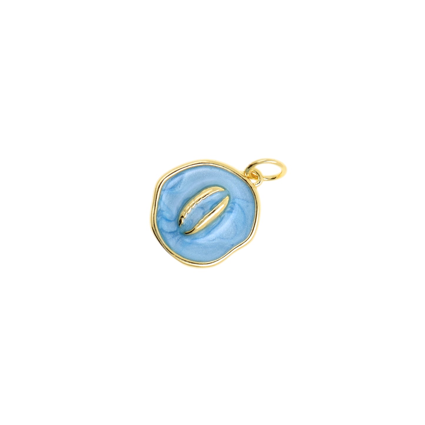 Lovely Blue Round Double Shell Necklace 12.6mm