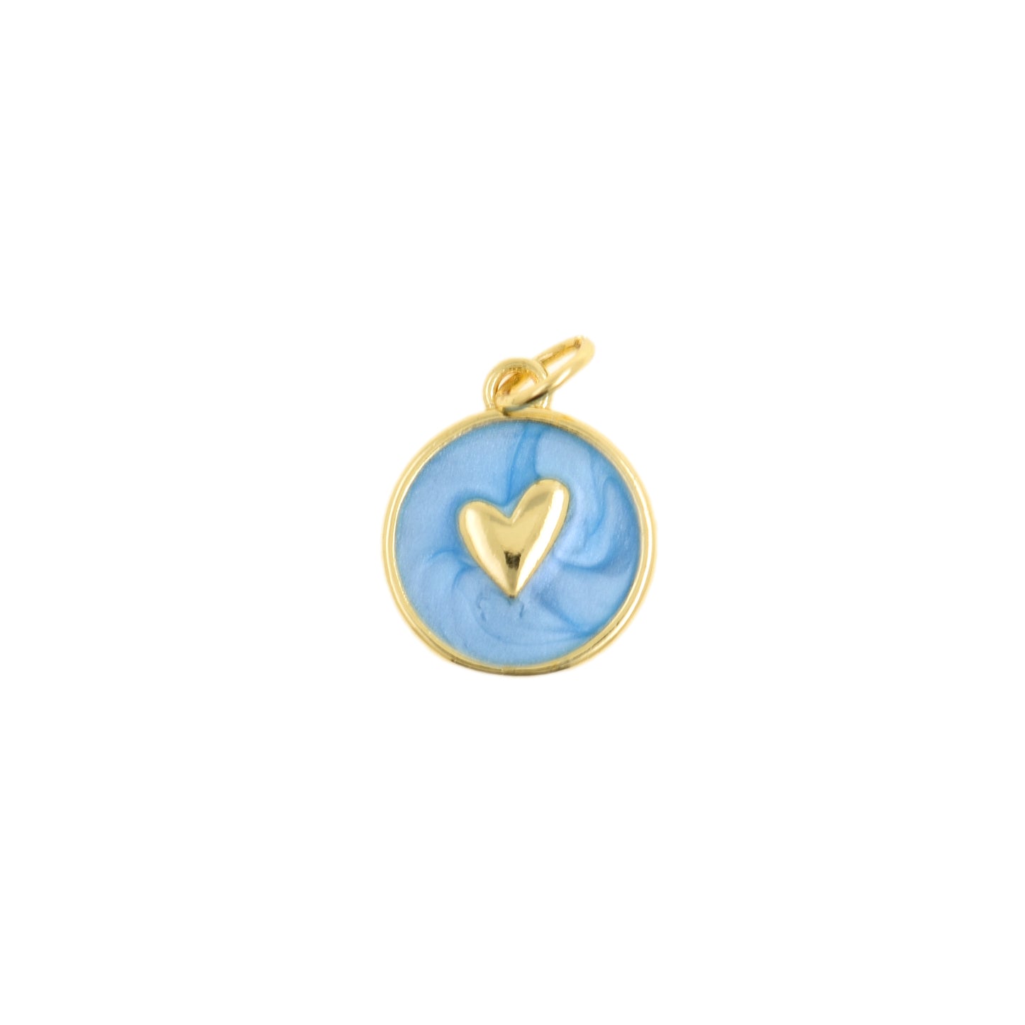 Sweet Blue Circular Heart Charm 12.6mm