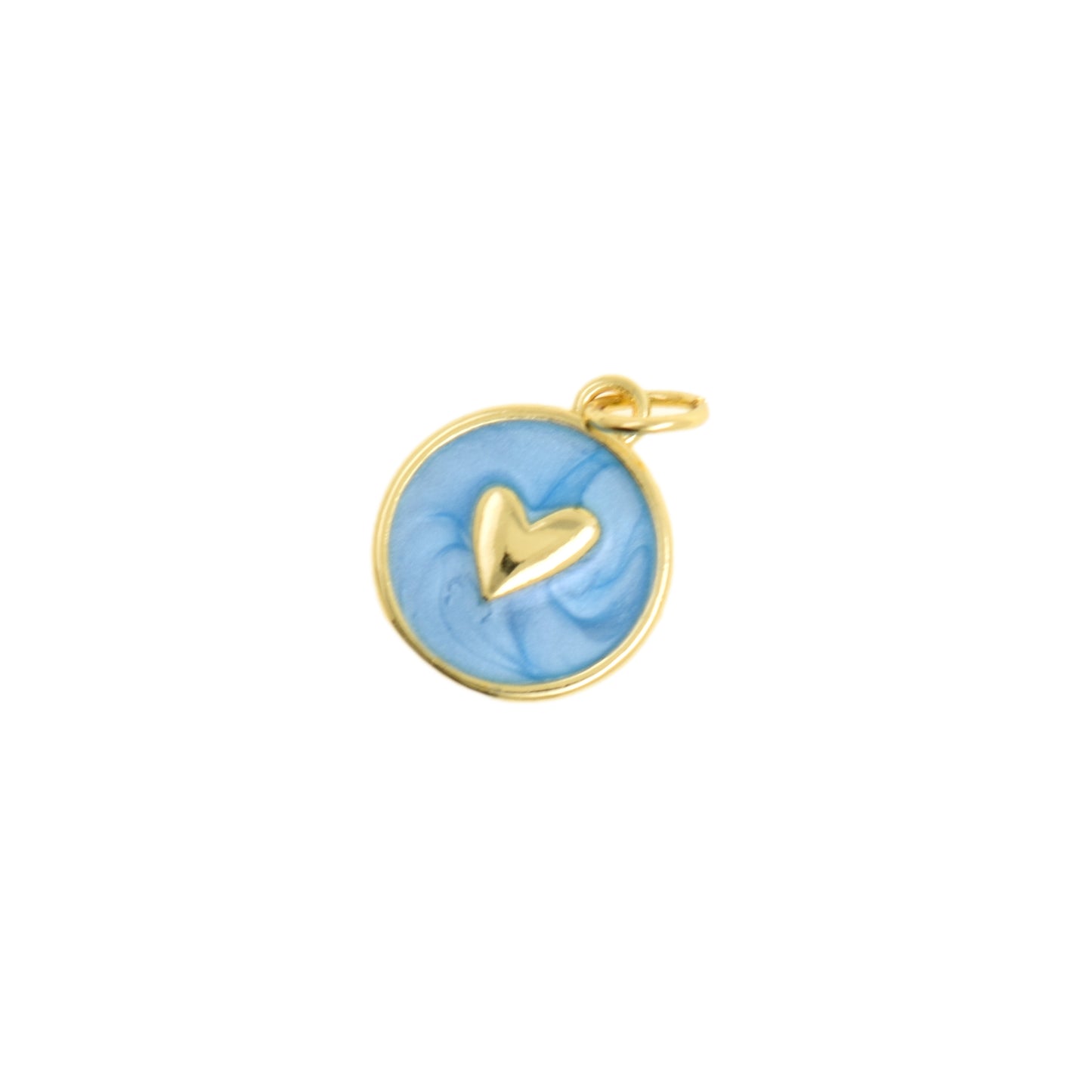 Sweet Blue Circular Heart Charm 12.6mm