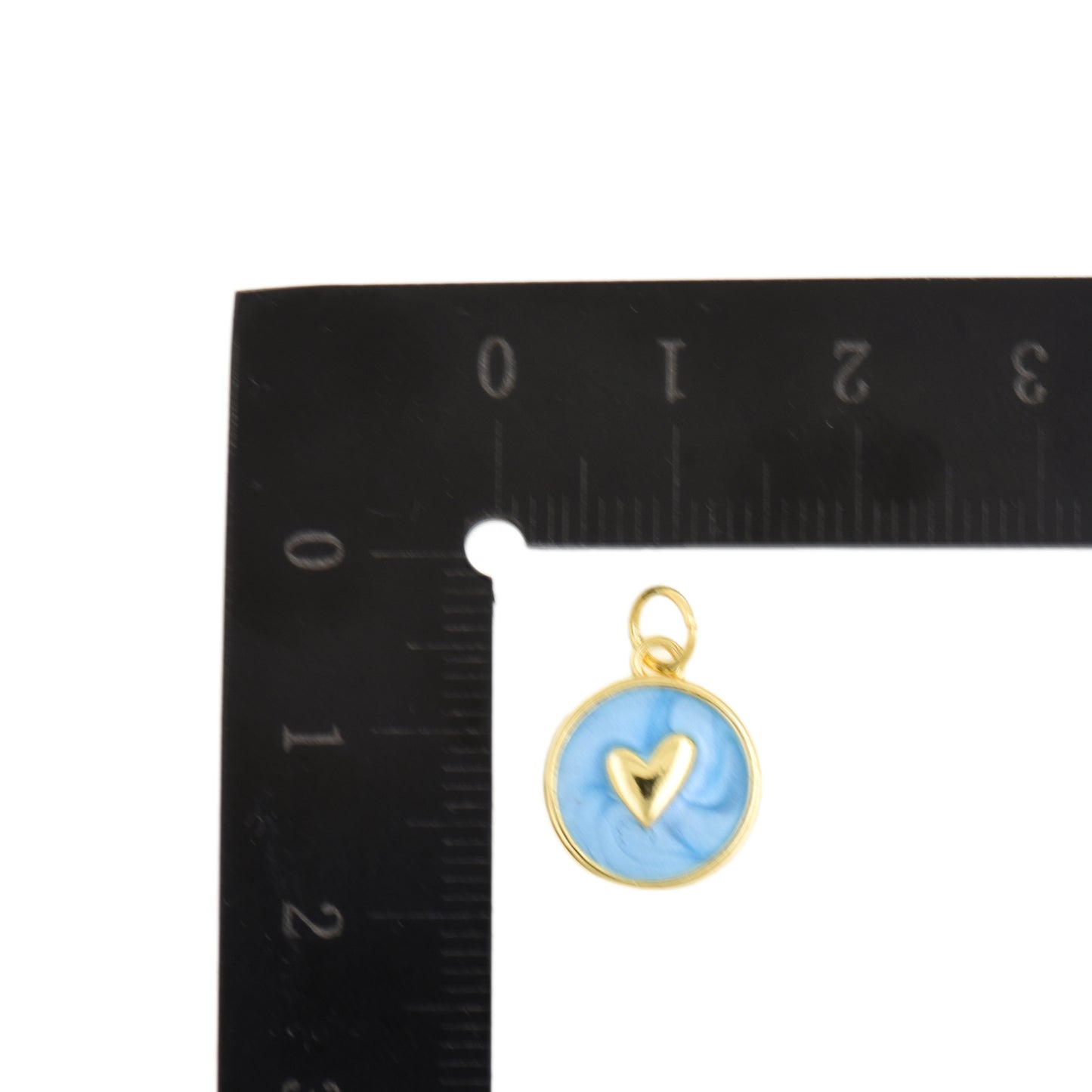 Sweet Blue Circular Heart Charm 12.6mm