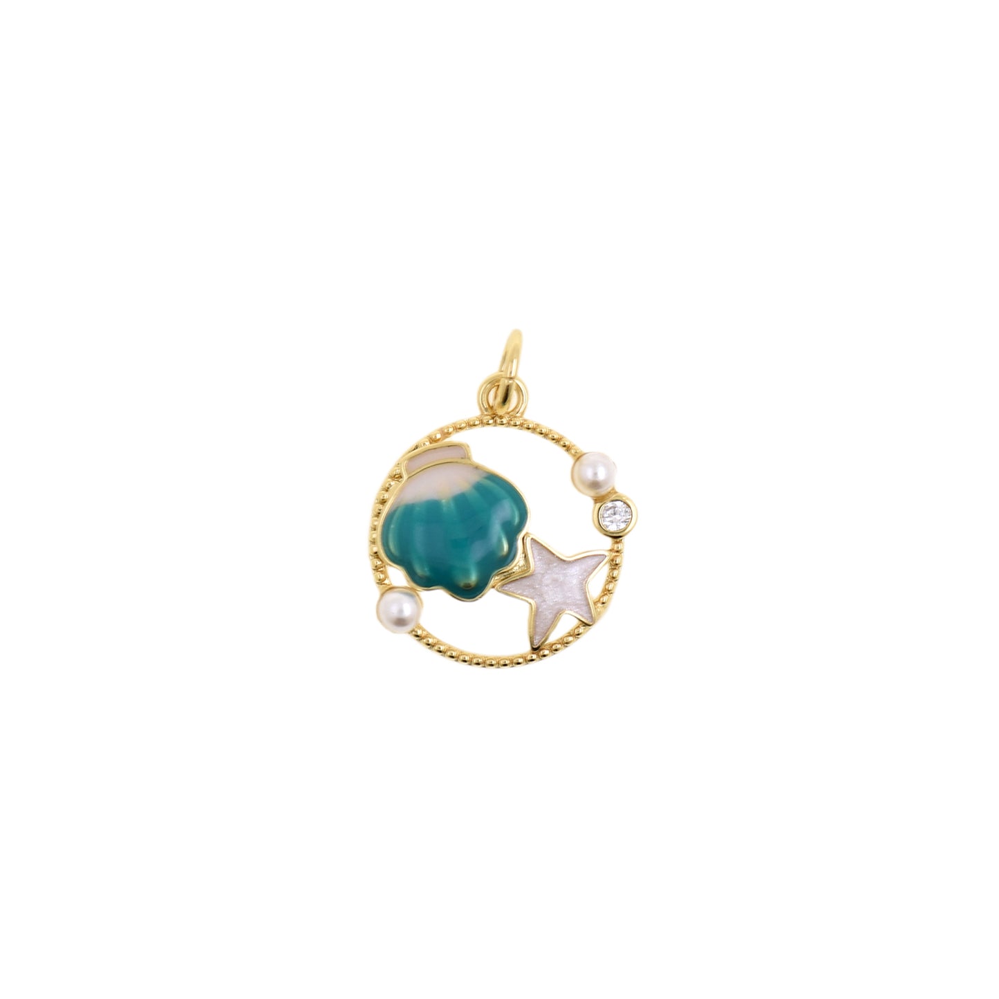 Mesmerizing Enamel Shell and Star Pendant 15x16.4mm