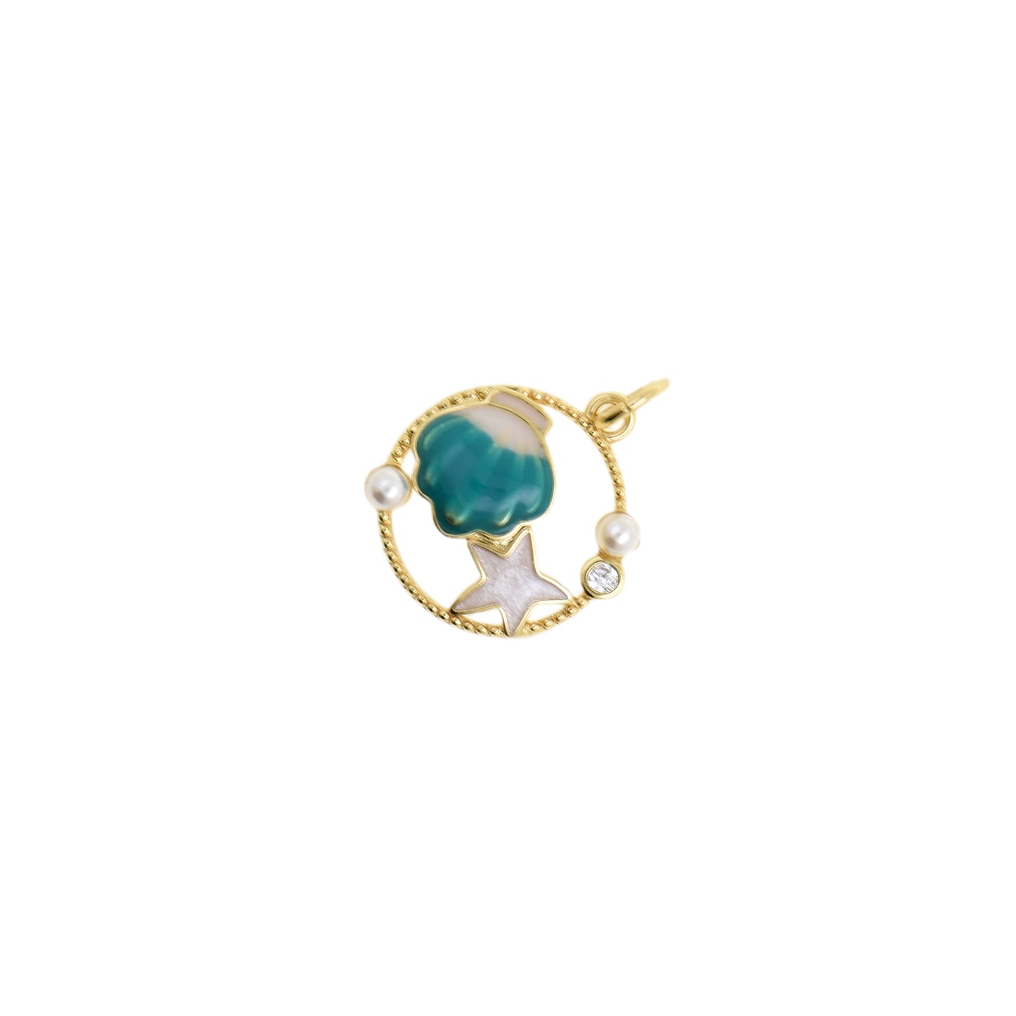 Mesmerizing Enamel Shell and Star Pendant 15x16.4mm