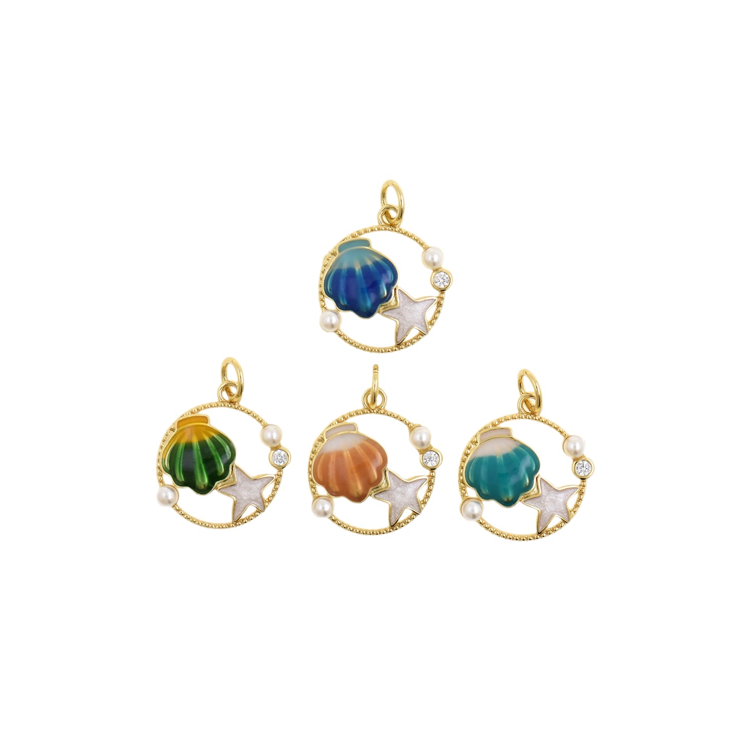 Mesmerizing Enamel Shell and Star Pendant 15x16.4mm
