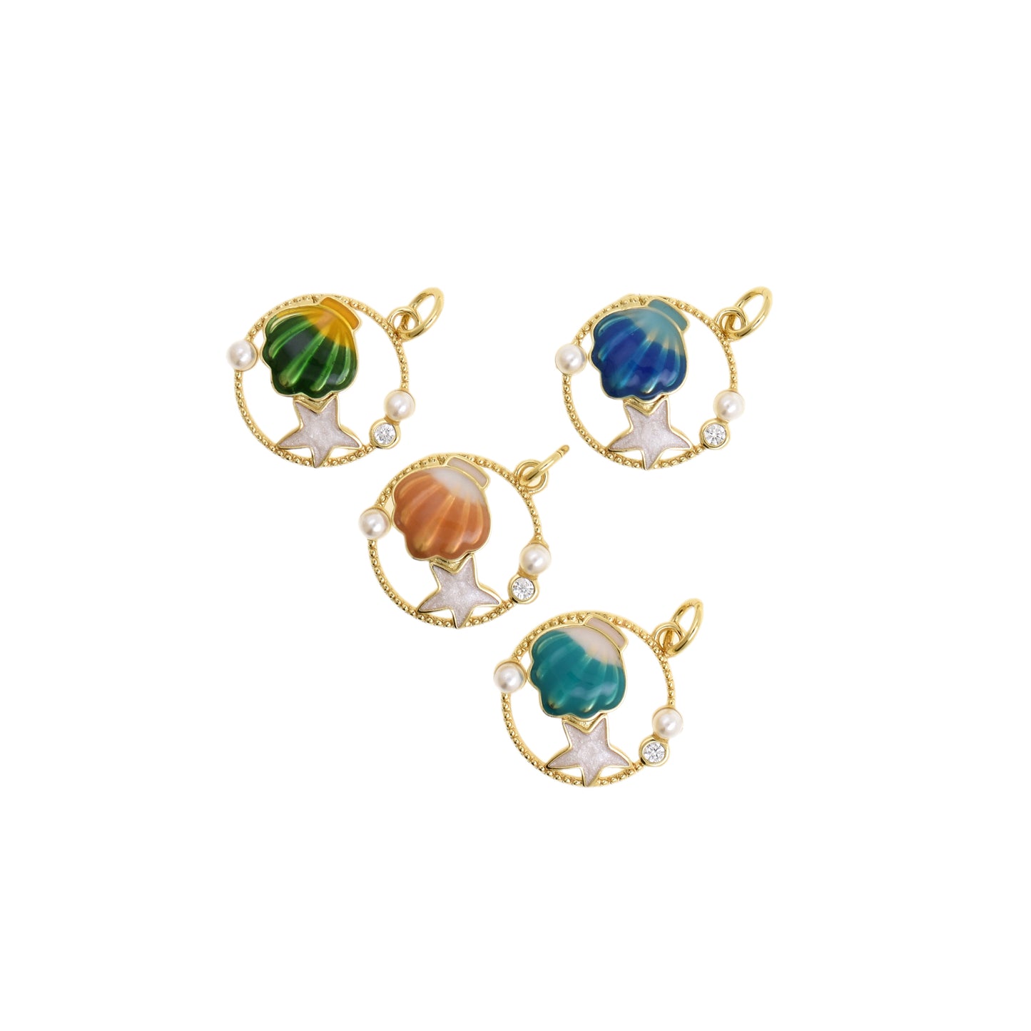 Mesmerizing Enamel Shell and Star Pendant 15x16.4mm