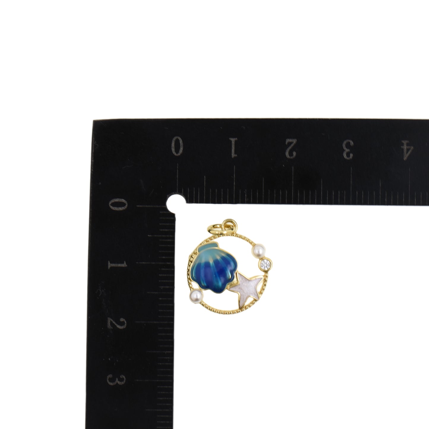 Mesmerizing Enamel Shell and Star Pendant 15x16.4mm
