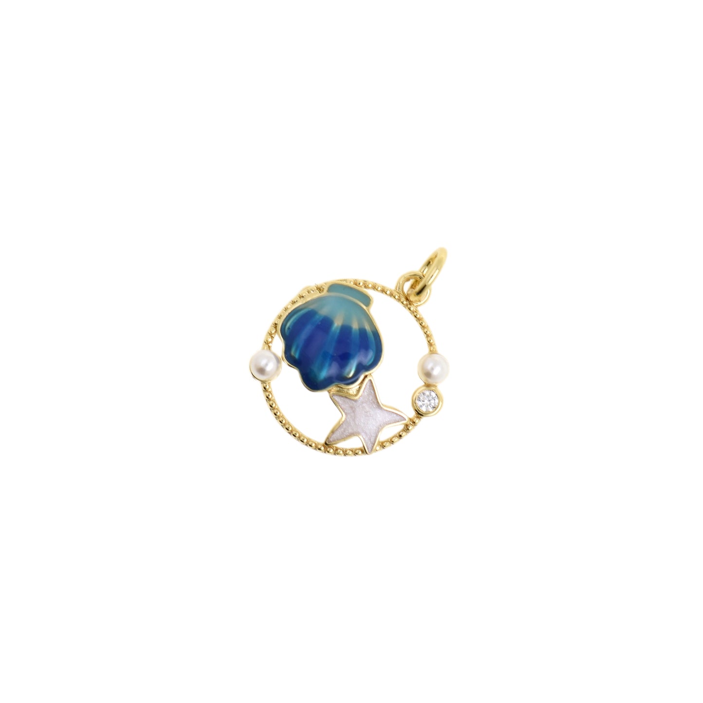 Mesmerizing Enamel Shell and Star Pendant 15x16.4mm