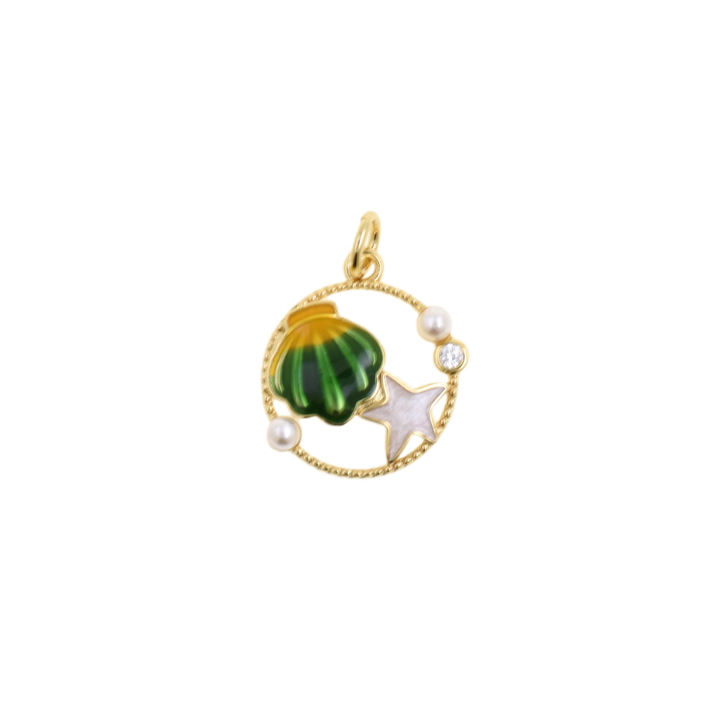 Mesmerizing Enamel Shell and Star Pendant 15x16.4mm