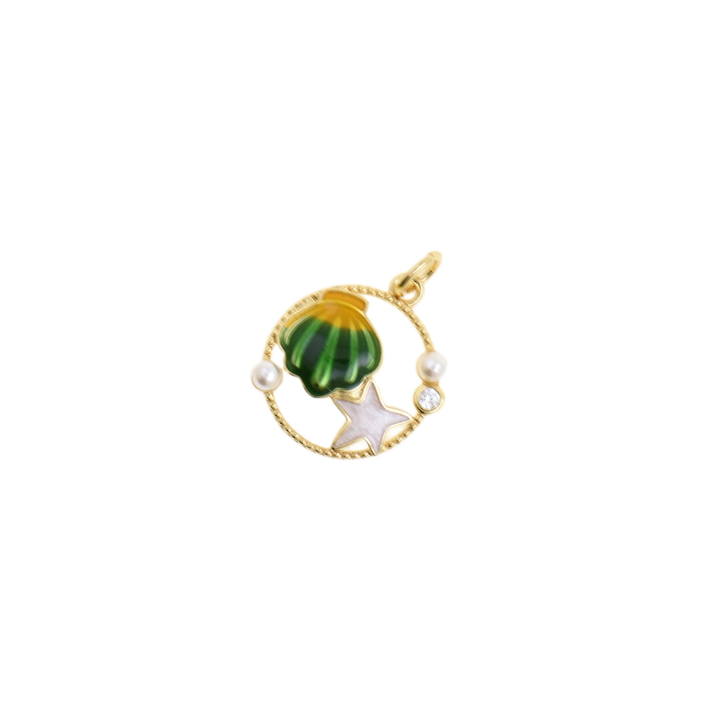 Mesmerizing Enamel Shell and Star Pendant 15x16.4mm