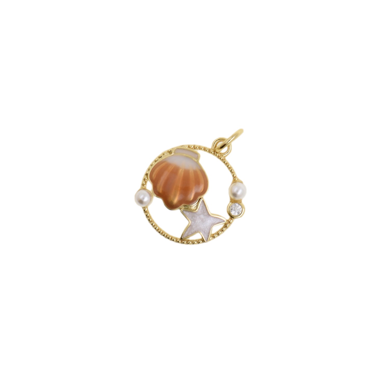 Mesmerizing Enamel Shell and Star Pendant 15x16.4mm