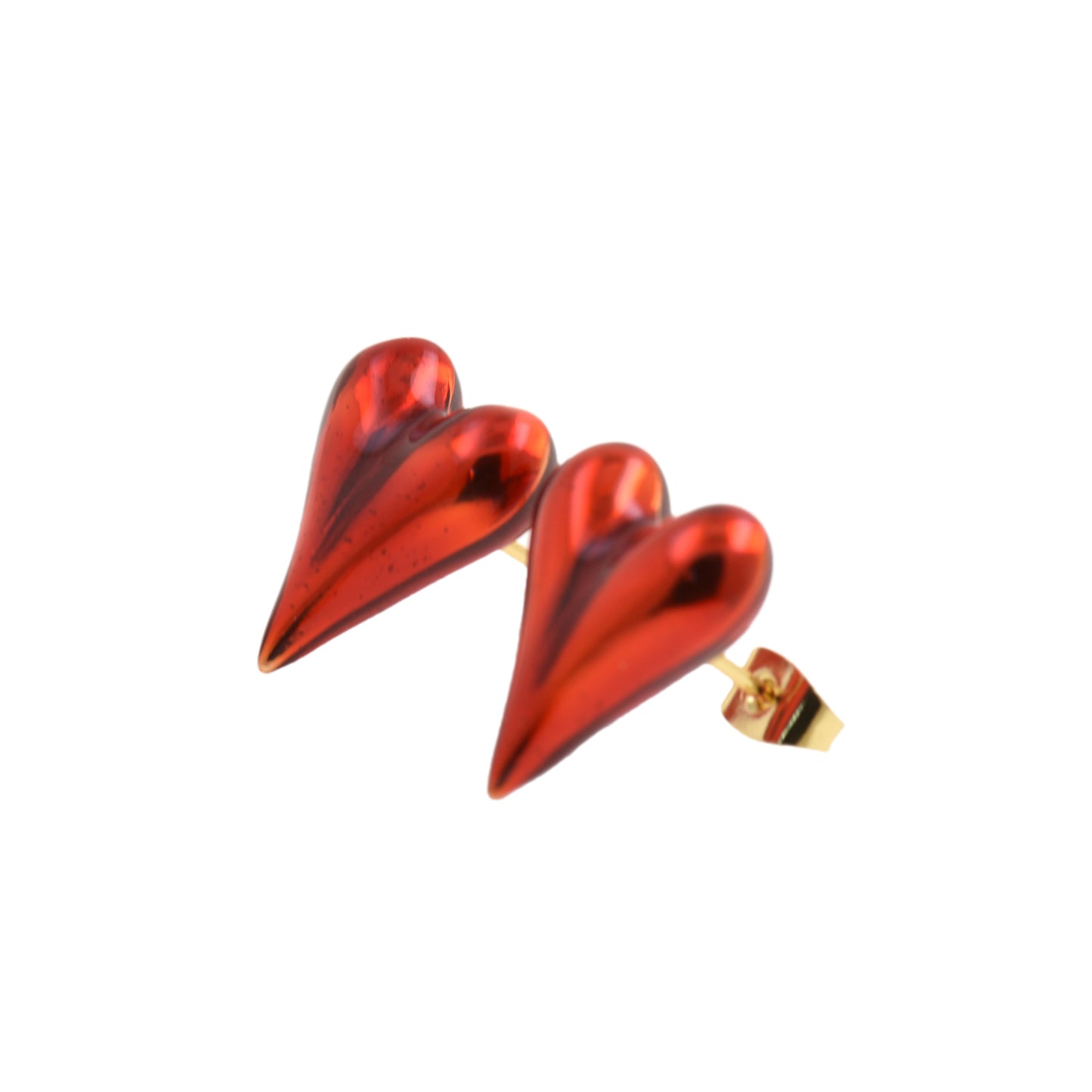 hiny Long Love Heart Studs Earrings 15.5x18.1mm