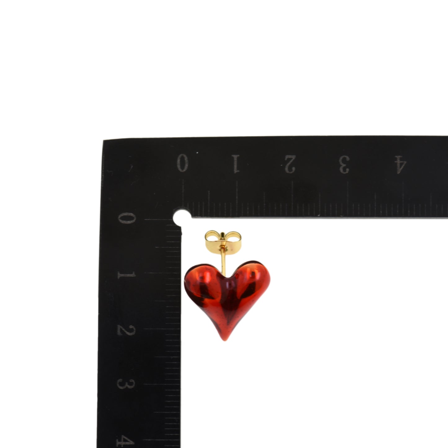 hiny Long Love Heart Studs Earrings 15.5x18.1mm