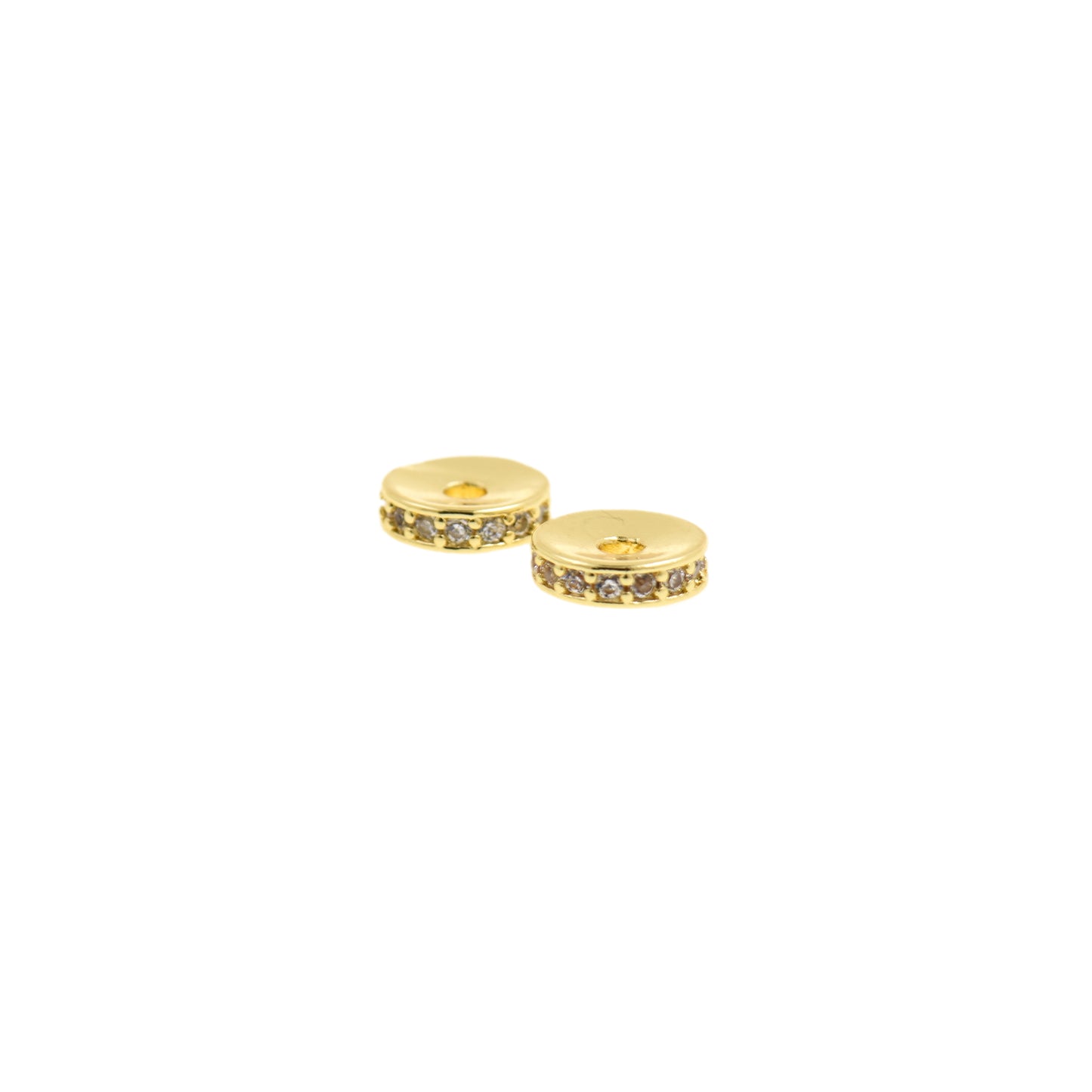 Gold Spacer Beads With Cubic Zirconia 5/6/7.5mm