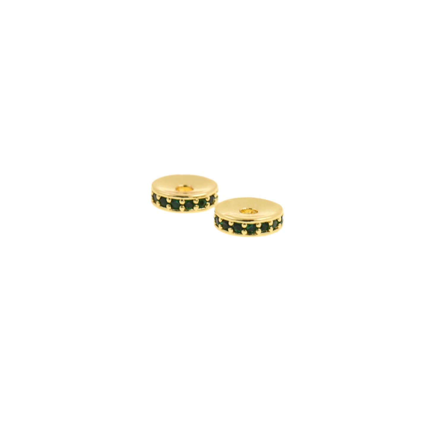 Gold Spacer Beads With Cubic Zirconia 5/6/7.5mm