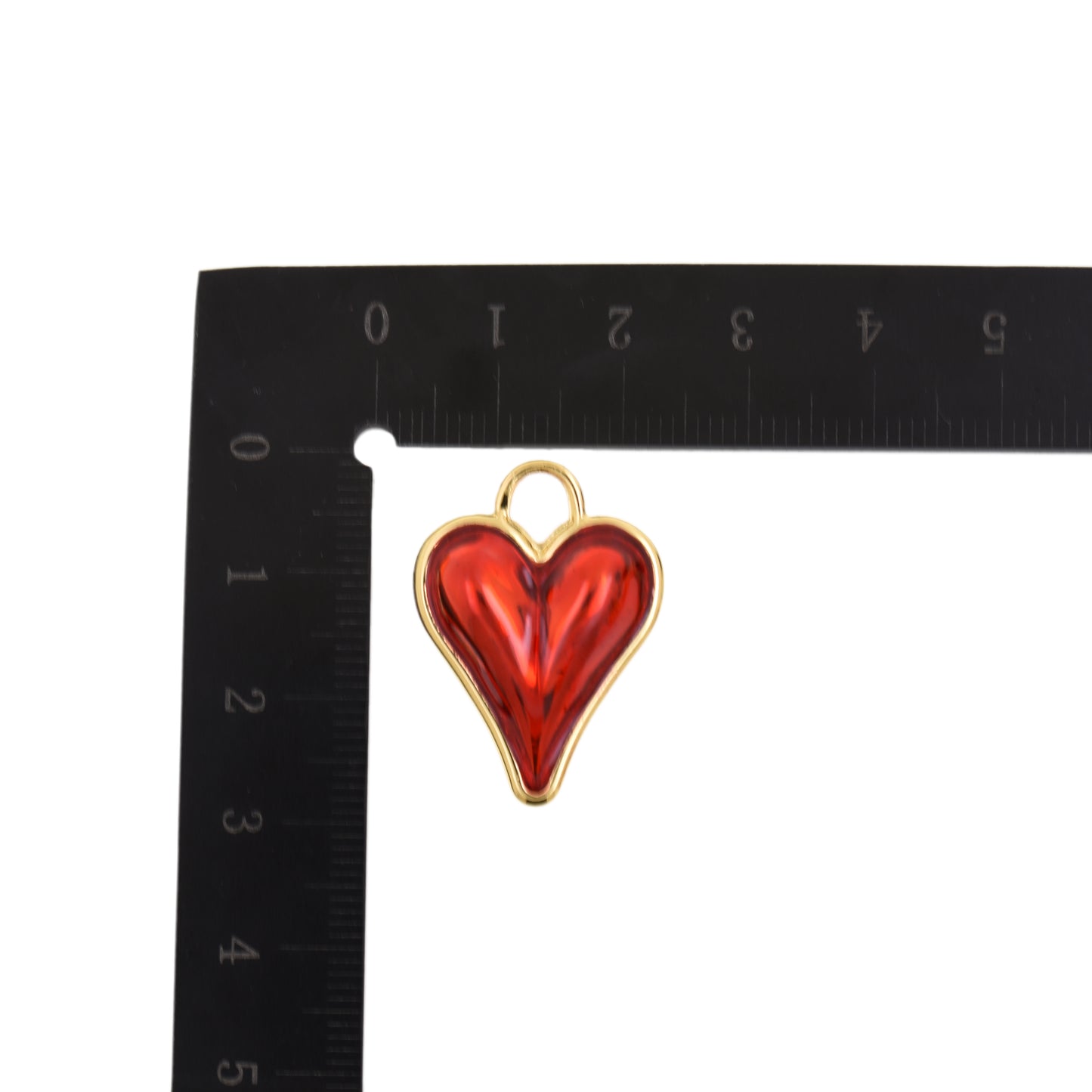 Vibrant Red Puffy Heart With Gold Outline 20.1x27.4mm