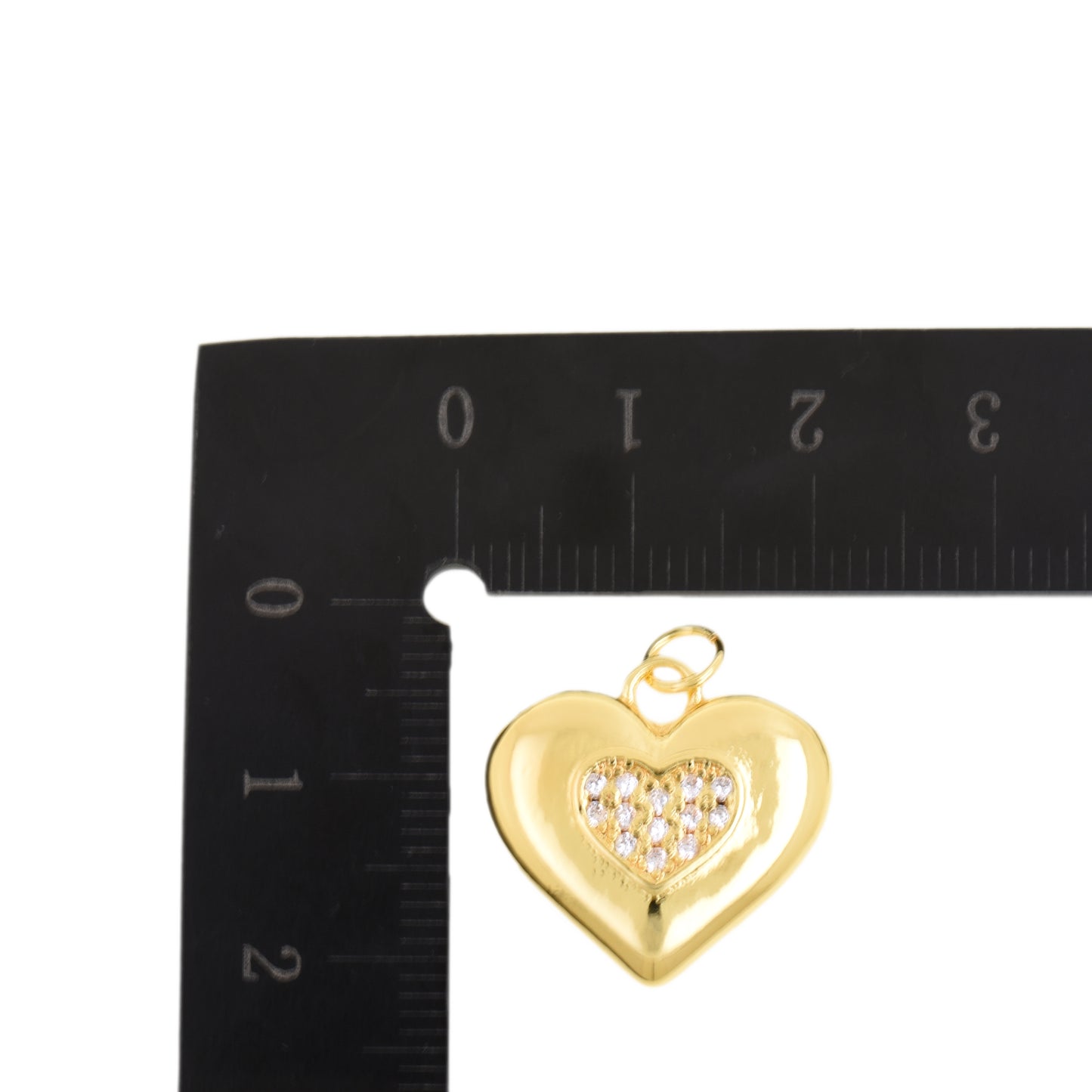 Double Heart Pendant In Gold With Rhinestone Accent 19.4x18.7mm