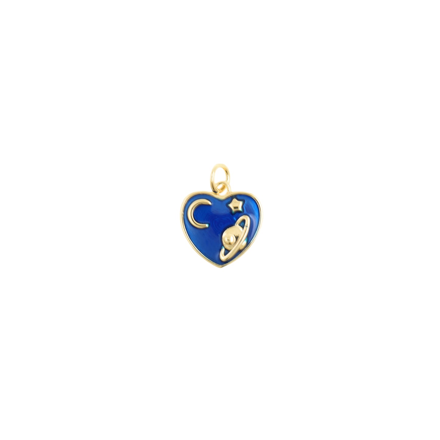 Galaxy Heart Pendant With Planet 13.5x14.1mm