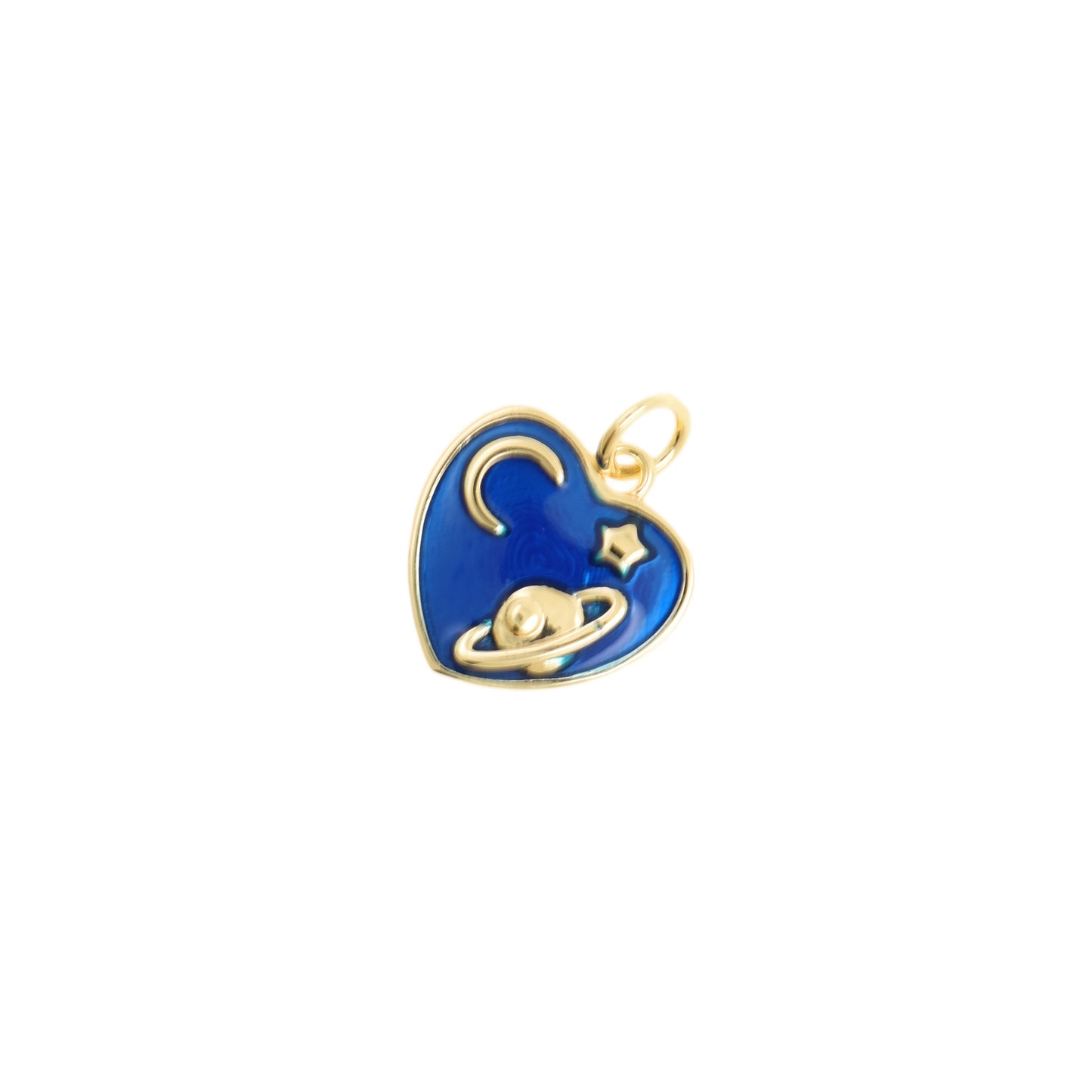 Galaxy Heart Pendant With Planet 13.5x14.1mm