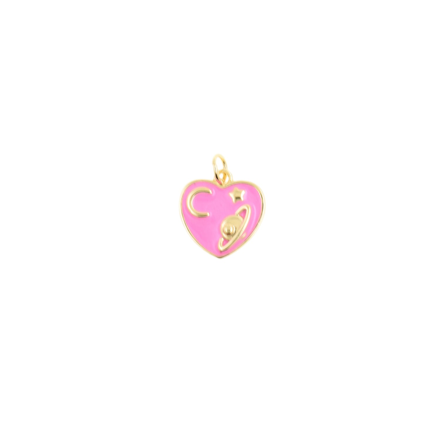 Galaxy Heart Pendant With Planet 13.5x14.1mm