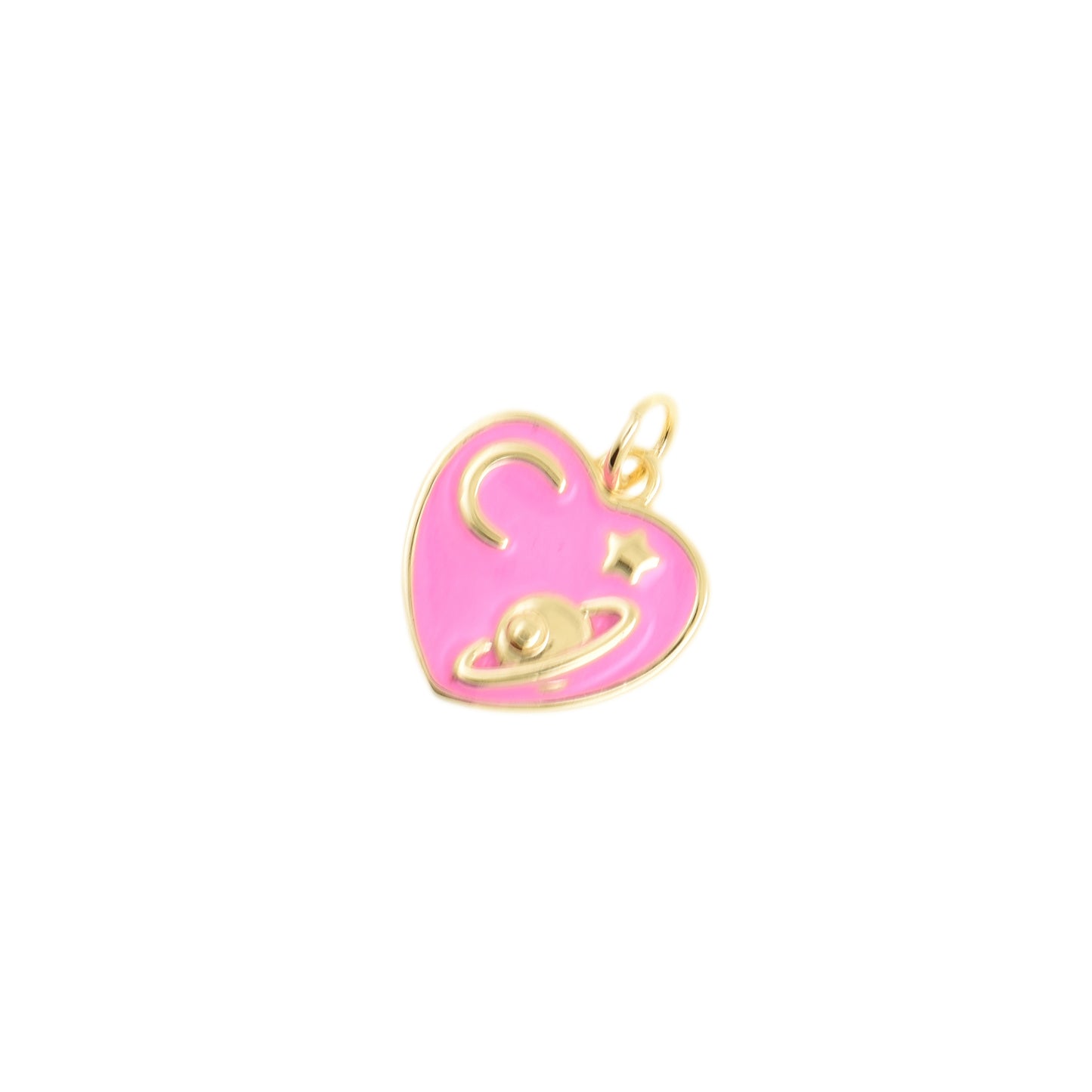 Galaxy Heart Pendant With Planet 13.5x14.1mm