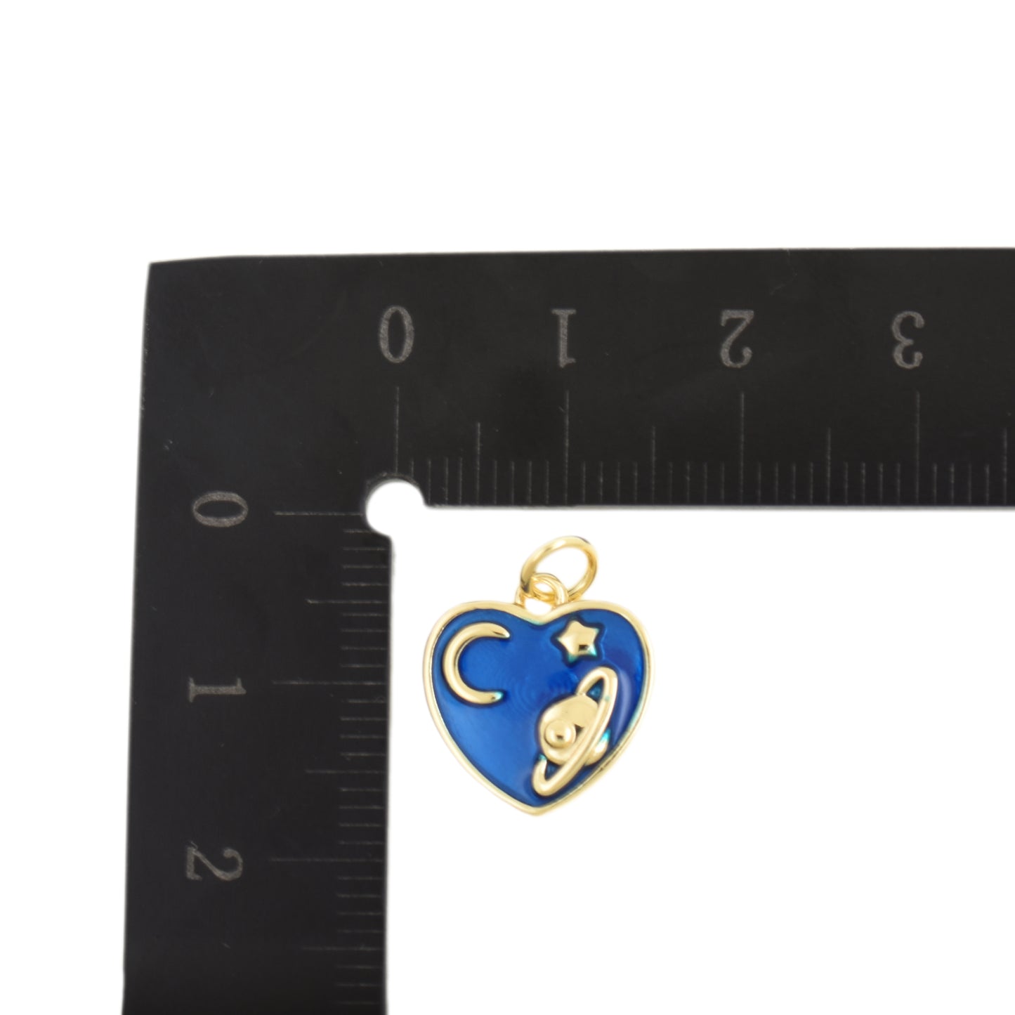 Galaxy Heart Pendant With Planet 13.5x14.1mm