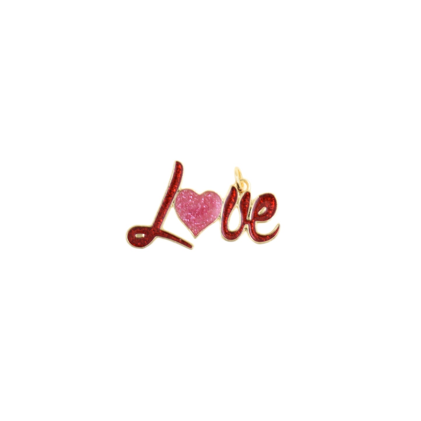 Script LOVE Charm With Pink Center Heart 16.7x29mm