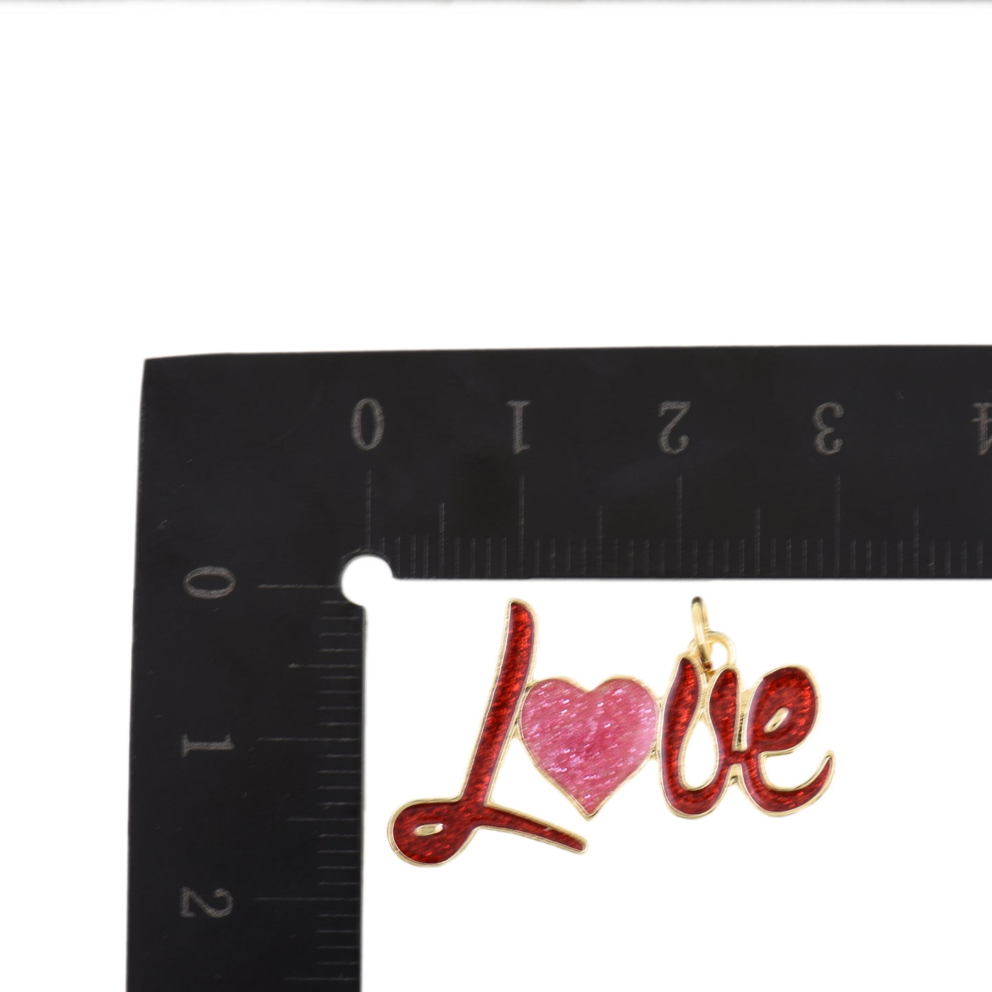 Script LOVE Charm With Pink Center Heart 16.7x29mm