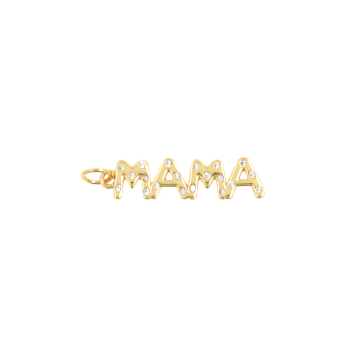 Gold MAMA Letter Pendant With Sparkling Crystals 6.5x24.7mm