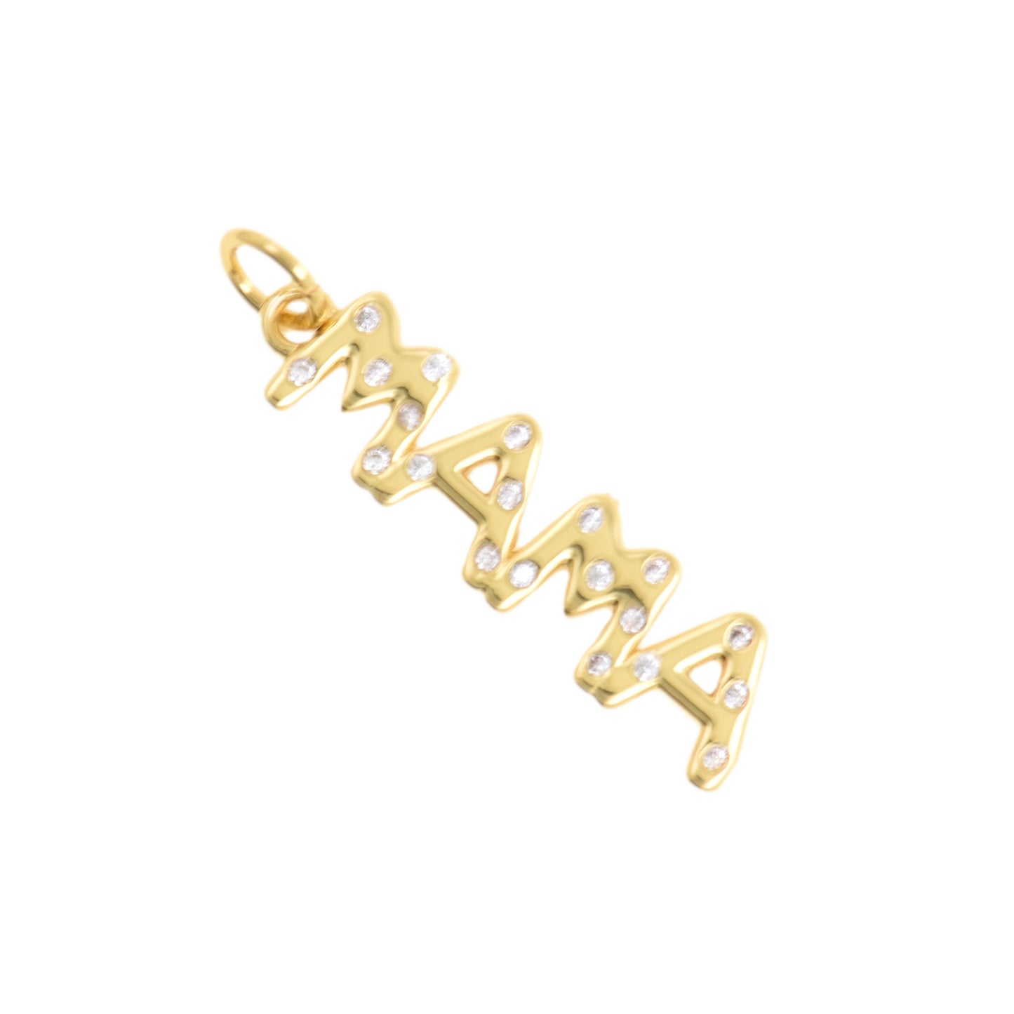 Gold MAMA Letter Pendant With Sparkling Crystals 6.5x24.7mm